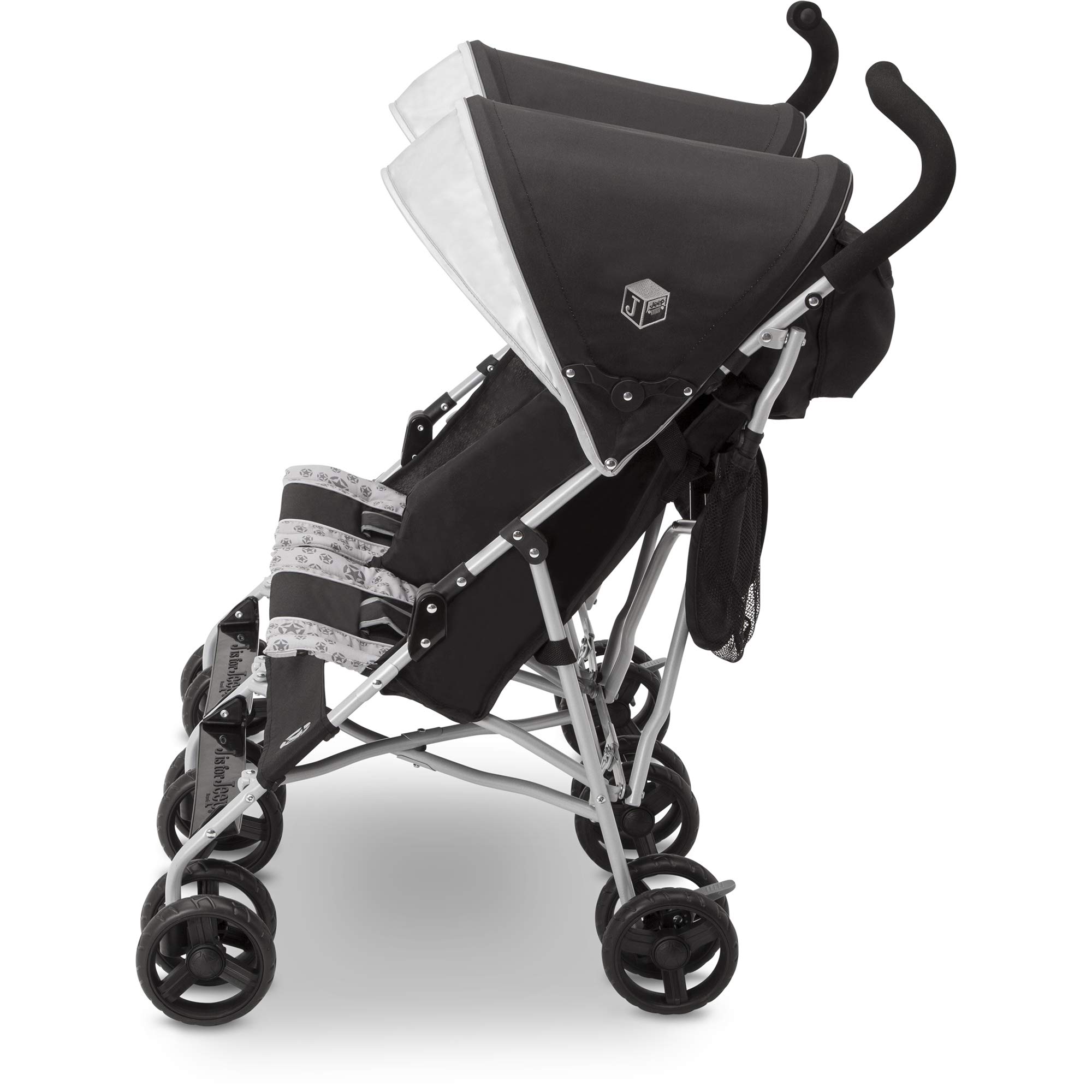 Jeep Scout Double Stroller for Toddlers - Side by Side Baby Stroller with Adjustable Canopy & Storage Basket, Charcoal Galaxy - Perfect for Twins, Siblings or Daycare Outings