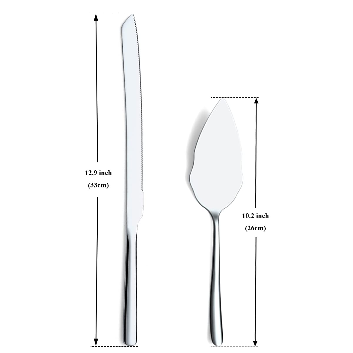 Stainless Steel Wedding Cake Knife and Server Set - Elegant Cake Cutting Utensils for Weddings, Parties & Special Events - Dishwasher Safe Shiny Silver - Perfect for Wedding Cakes, Anniversary Celebrations & Family Gatherings