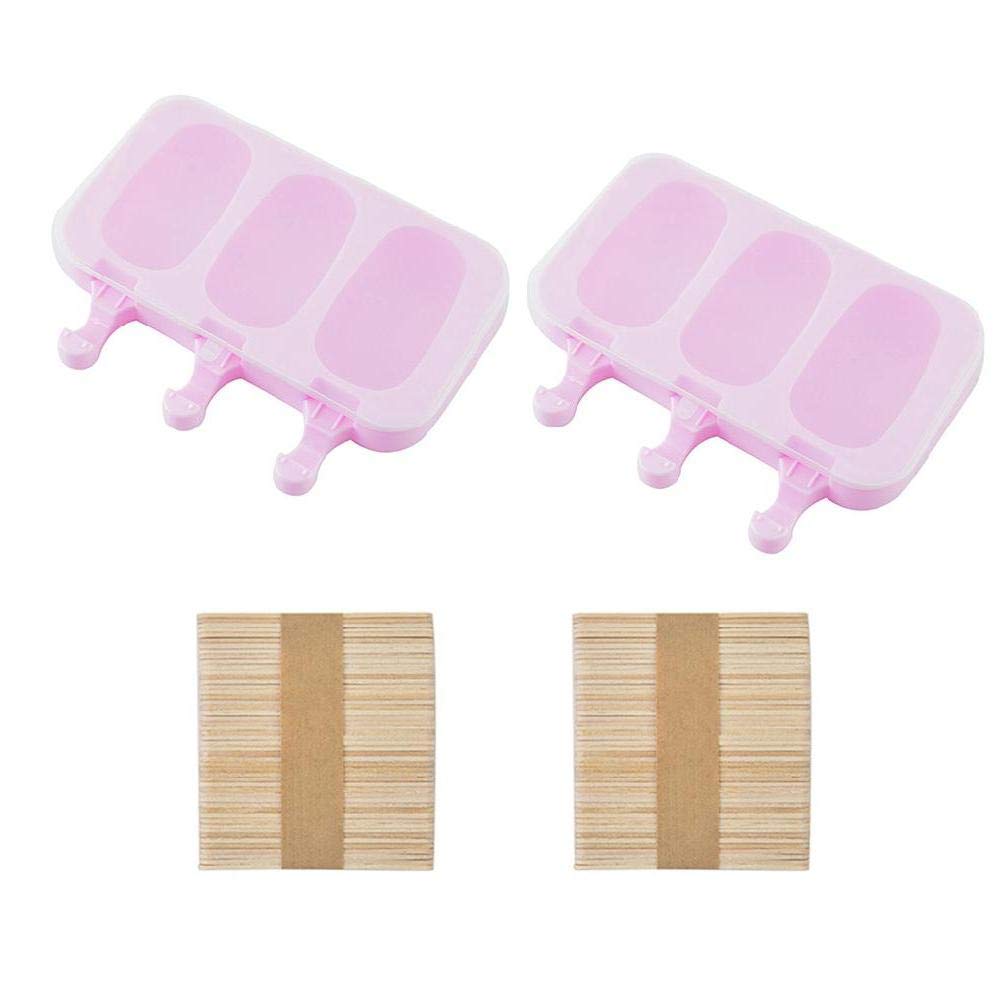 DIY Ice Cream Molds with Lids - 3 Sets of Reusable Silicone Ice Cream Makers (6 Pieces Total) for Homemade Gelato, Sorbet & Frozen Treats - Perfect for Summer Parties, Kids Activities & Dessert Making