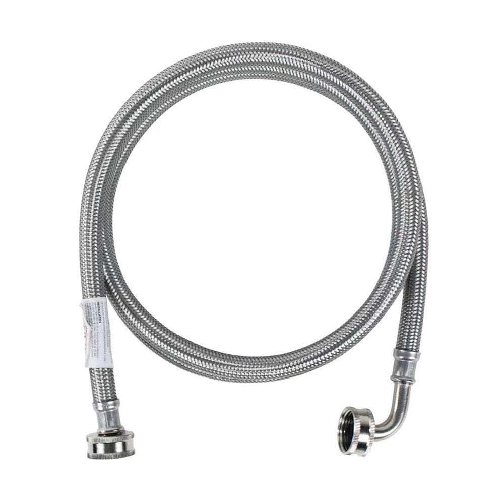 Stainless Steel Washing Machine Hose with Elbow - 72 Inch Long, Heavy Duty & Leak Proof for Laundry Room, RV, Mobile Home & Apartment Use