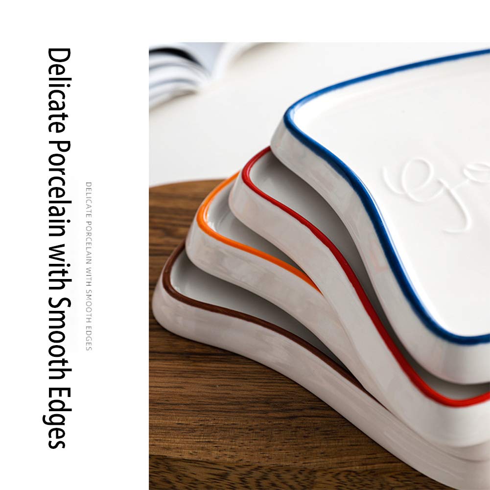 Creative Bread Shape Plate - Toast Bread Ceramic Dish Set for Home Baking | Western Style Bread Inspired Design | Perfect for Dessert, Sara Breakfast & Brunch (Blue)