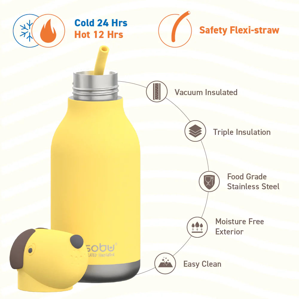 Asobu Insulated Stainless Steel Dog Water Bottle - Leak Proof & Portable Pet Travel Bottle for Hiking, Walking, and Outdoor Adventures