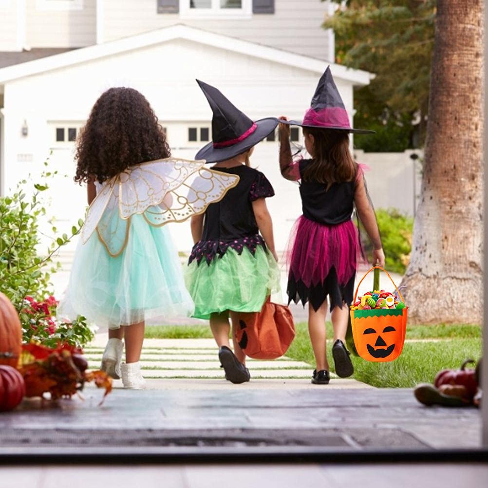 Halloween Pumpkin Candy Bags - 2 Pack Reusable Non-Woven Tote Bags for Trick or Treat, Halloween Party Favors & Decorations | Perfect for Kids Costume Accessories & Spooky Celebration Supplies