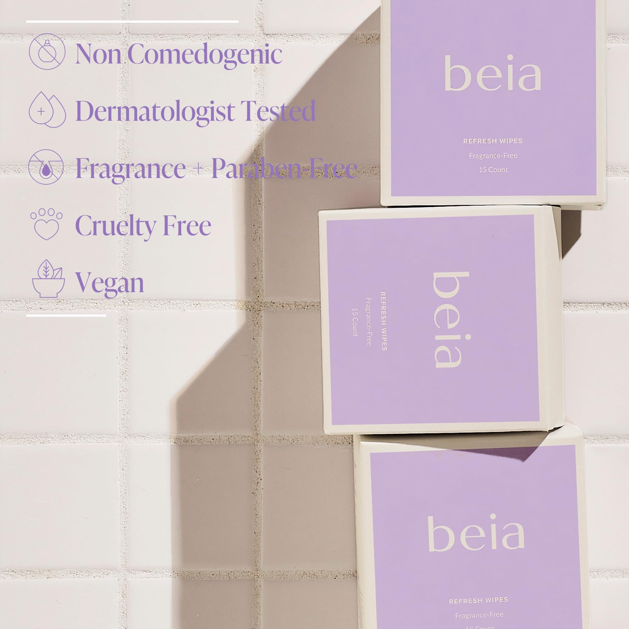 Beia Feminine Wipes Individually Wrapped - pH Balancing Intimate Wipes for Women Hygiene with Aloe Vera & Green Tea - Fragrance Free, Vegan, Travel Size (15 Count) - Perfect for On-the-Go Freshness, Post-Workout, Travel & Daily Hygiene Care