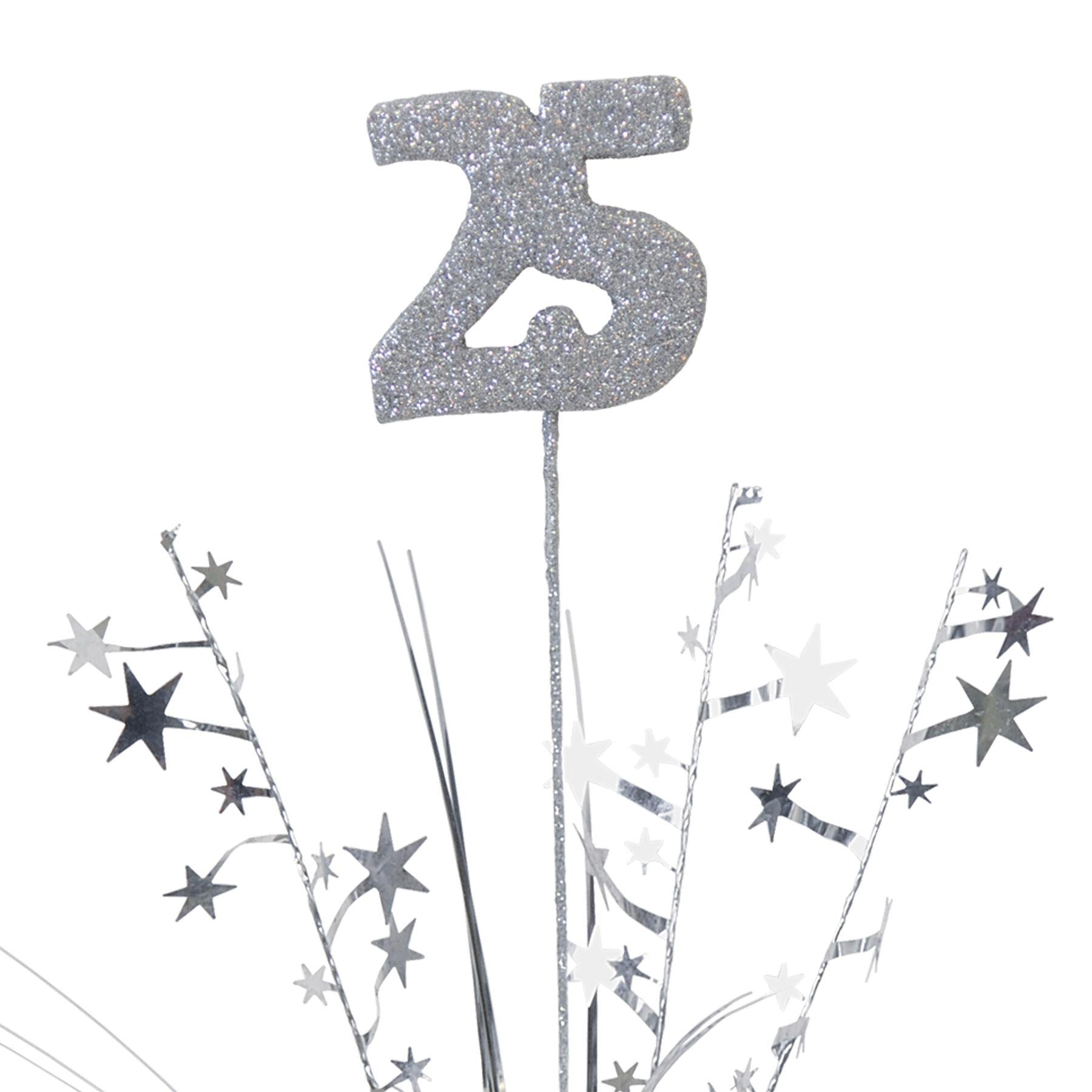 12 Pack Beistle Glittered 25th Anniversary Metallic Star Spray - Premium Party Decorations for Anniversary Celebrations, Weddings & Special Events