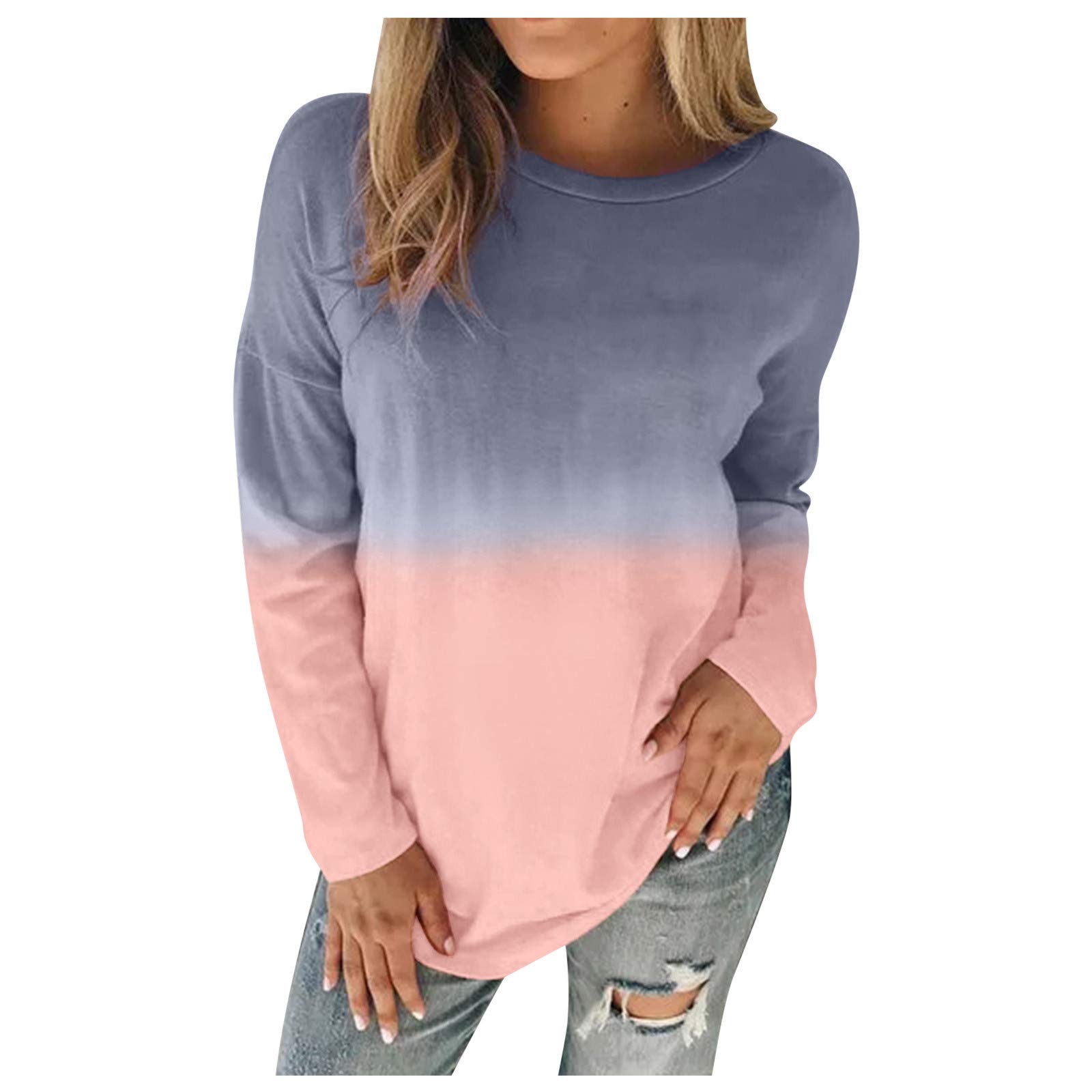 Women's Casual Long Sleeve Crewneck Color Block Patchwork Pullover Knit Sweater - Stylish Warm Tops for Fall & Winter | Perfect for Office, Dating & Weekend Outfits