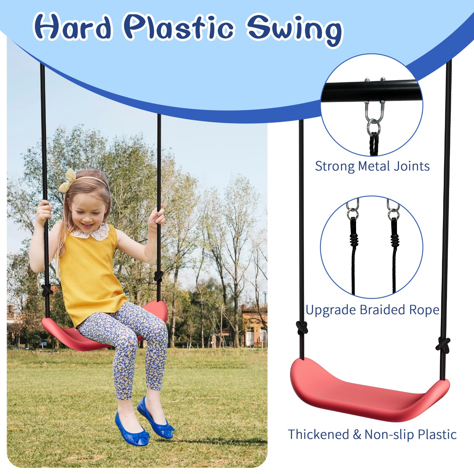 Heavy Duty Outdoor Swing Set for Kids - 500lbs Capacity A-Frame Metal Stand with 2 Seats & Glider | Backyard Playground Equipment for Outdoor Fun & Family Bonding