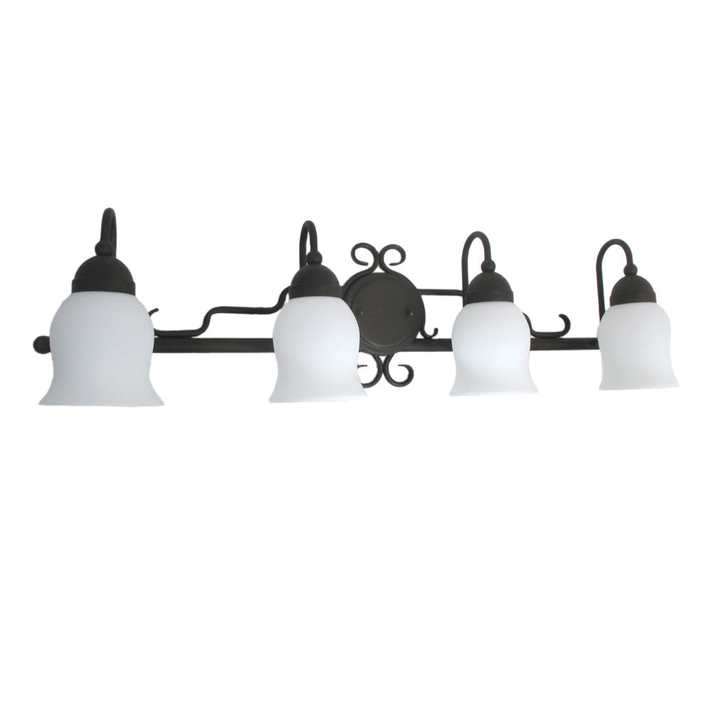Trans Globe Lighting 2864 ROB 4-Light Bathroom Vanity Wall Sconce in Rubbed Oil Bronze Finish – Perfect for Bathroom, Powder Room, and Dressing Area Lighting