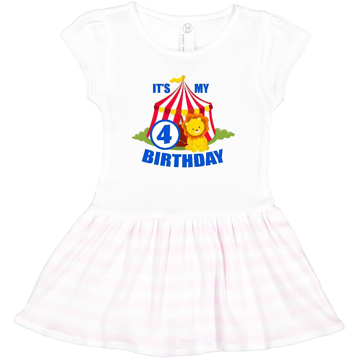Inktastic 'It's My Birthday' Circus Tent with Lion Graphic 4-Year-Old Toddler Dress - Cute Birthday Outfit for Girls' Parties & Special Occasions