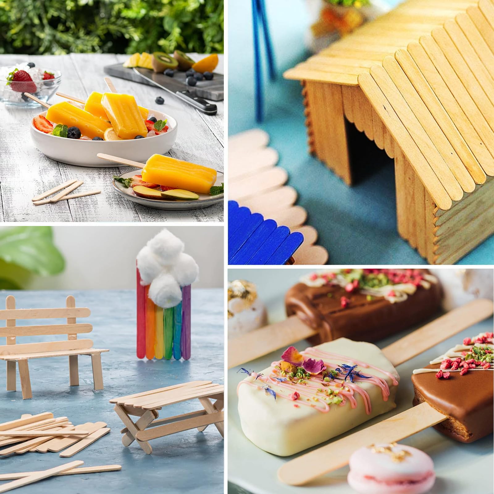 4.5 Inch Wooden Craft Sticks - Bulk Pack of 10,000 Natural Wood Popsicle Sticks for DIY Crafts, School Projects, Ice Cream Treats & Art Supplies - Perfect for Classroom, Home Decor, and STEM Activities