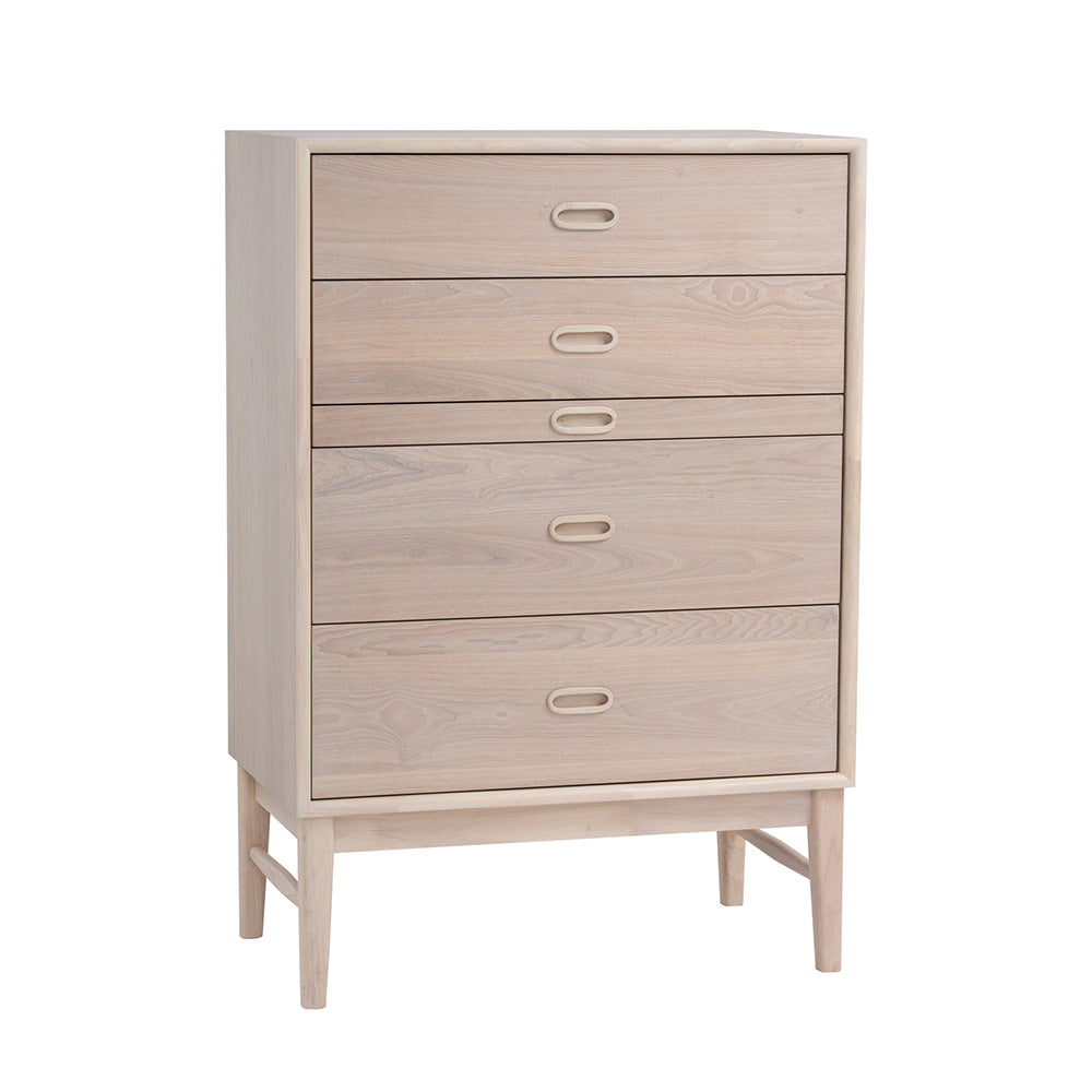 HAYTON 70cm Tall Sideboard - White Oak Solid Wood Buffet Cabinet for Dining Room, Living Room & Entryway Storage