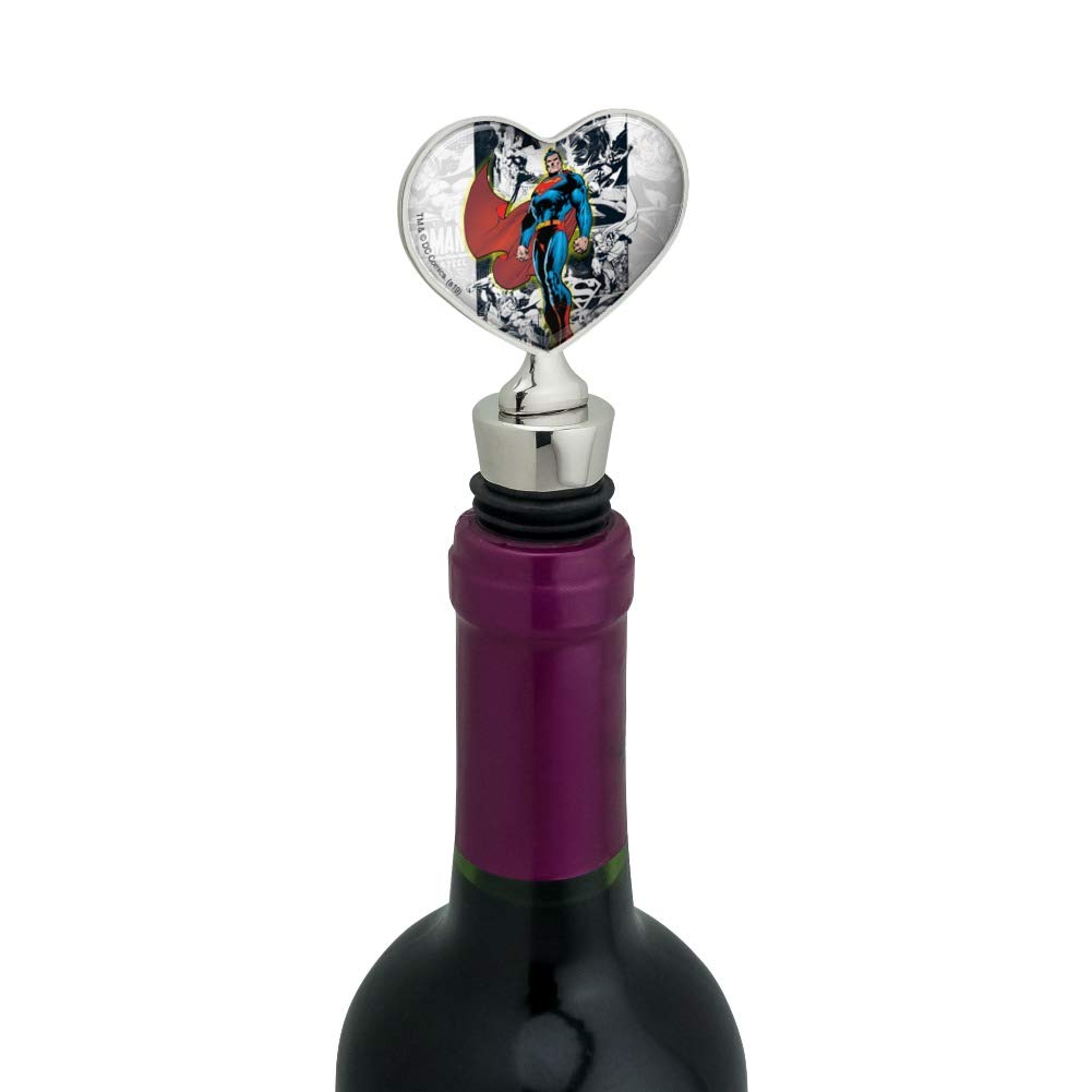 Superman Glowing Aura Heart Love Wine Bottle Stopper - Decorative Wine Cork for Romantic Dinners, Gifts & Home Bar Accessories