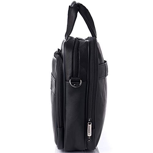 Premium Alpine Swiss Genuine Colombian Leather Messenger Bag - 15.6