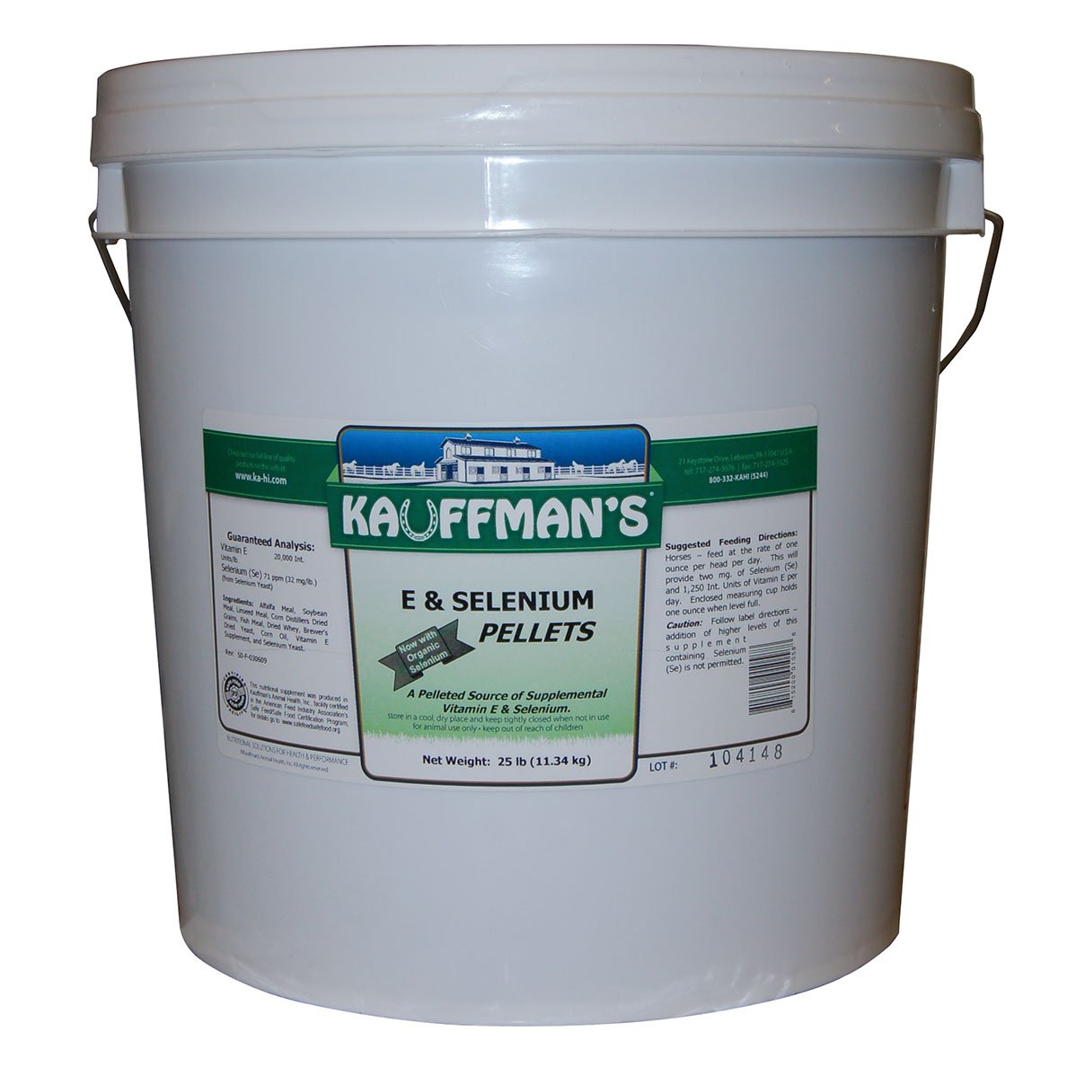 Kauffmans Vitamin E and Selenium Pellets 25 lb - Premium Horse & Livestock Supplement for Immune Support & Muscle Health | Ideal for Equine, Cattle & Farm Animals