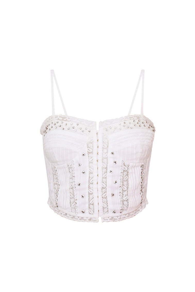 Embellished Rosabella Cotton Cami Top for Women - Floral Lace Summer Tank Top - Perfect for Beach, Party & Casual Outfits