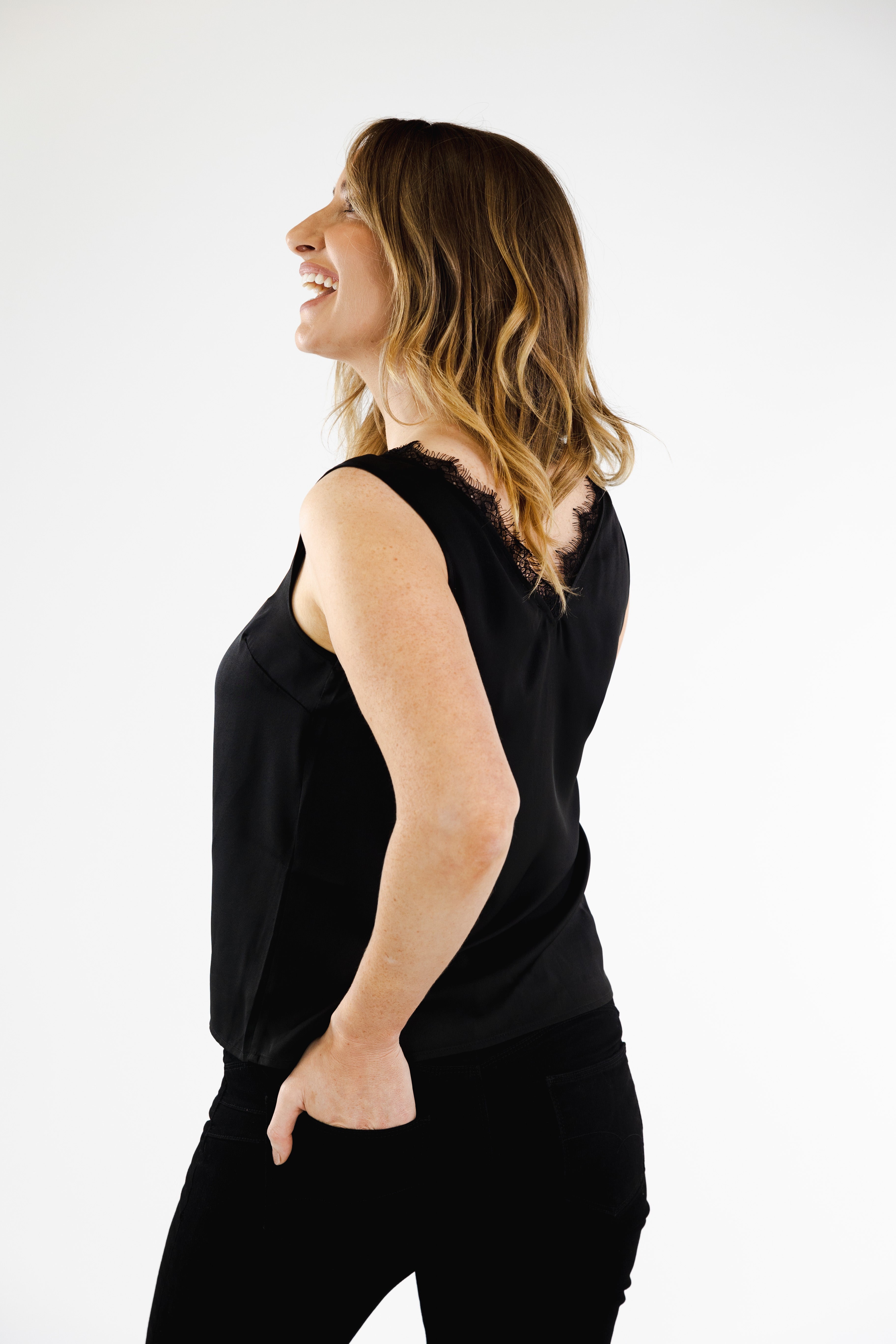Maple Sleeveless Cami Top for Women - Soft Stretchy Black Tank Top - Perfect for Layering, Summer Outfits, and Casual Wear