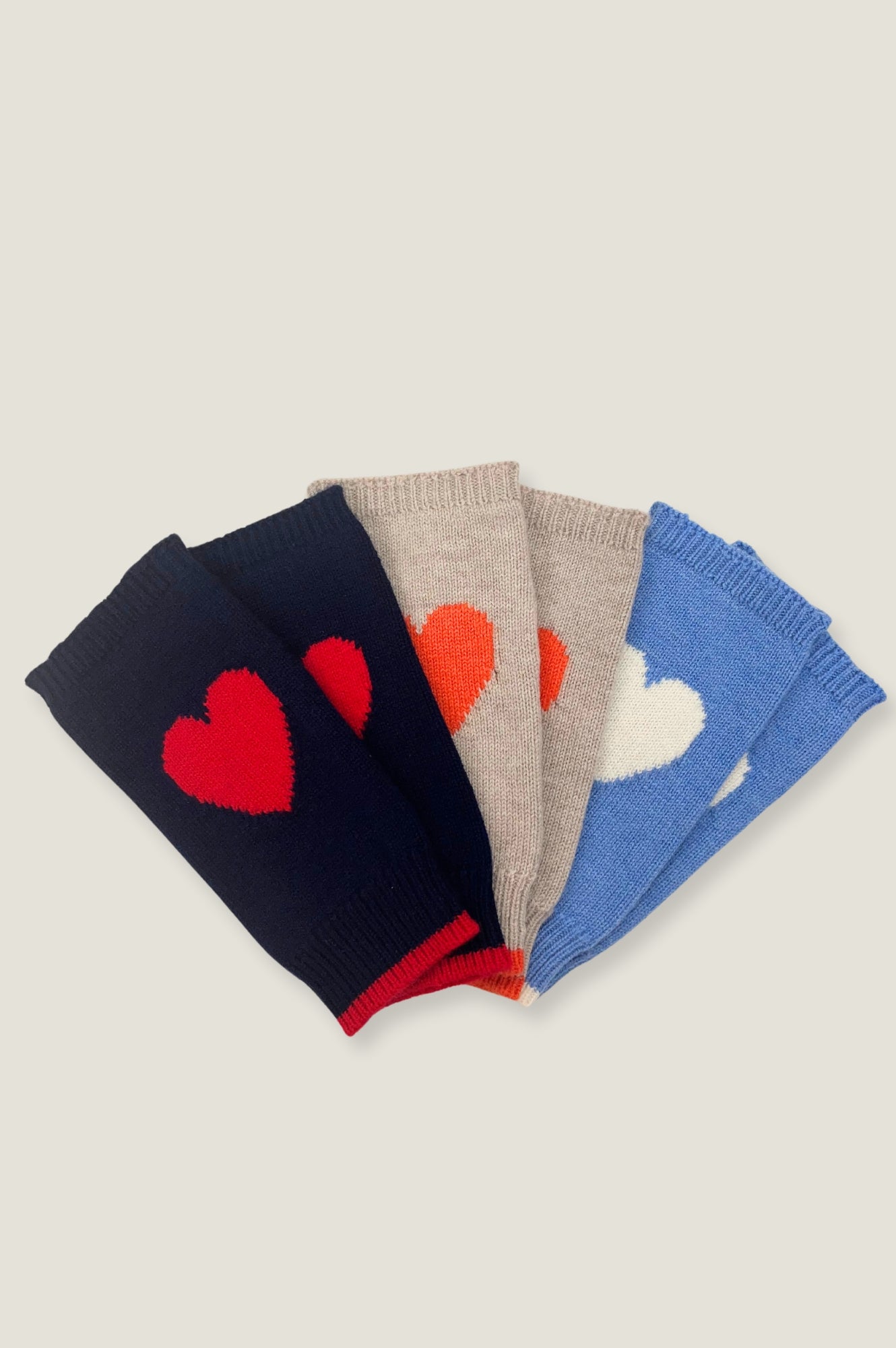 Fingerless Heart Gloves for Women - Navy & Red Knit Gloves - Perfect for Valentine's Day, Winter Fashion, and Outdoor Activities