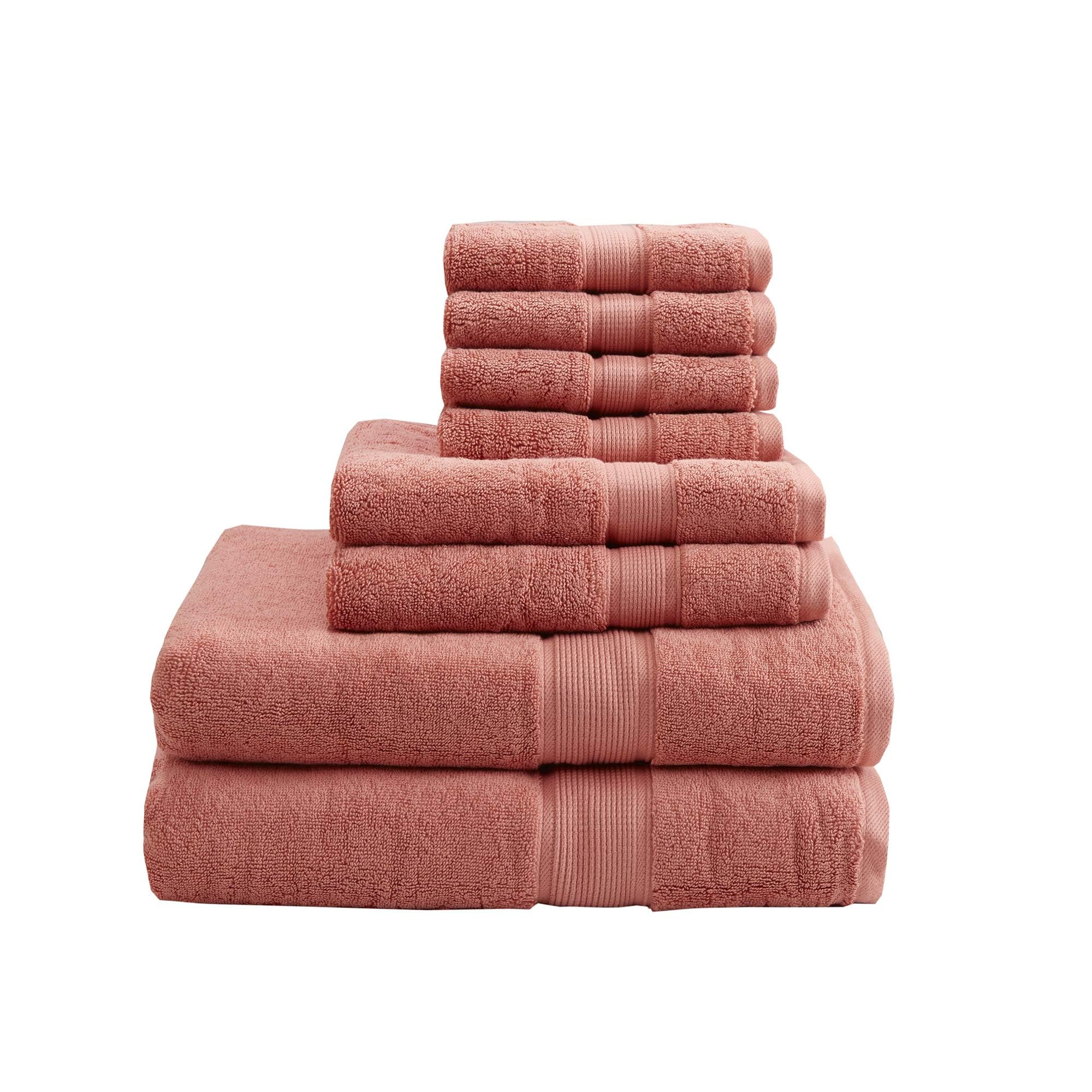 Madison Park Signature 800GSM 100% Cotton Bath Towel Set of 8 - 2 Bath Towels, 2 Hand Towels, 4 Washcloths | Ultra Absorbent, Quick Dry, Spa Quality | Luxury Bathroom Towels for Home, Hotel & Spa Use