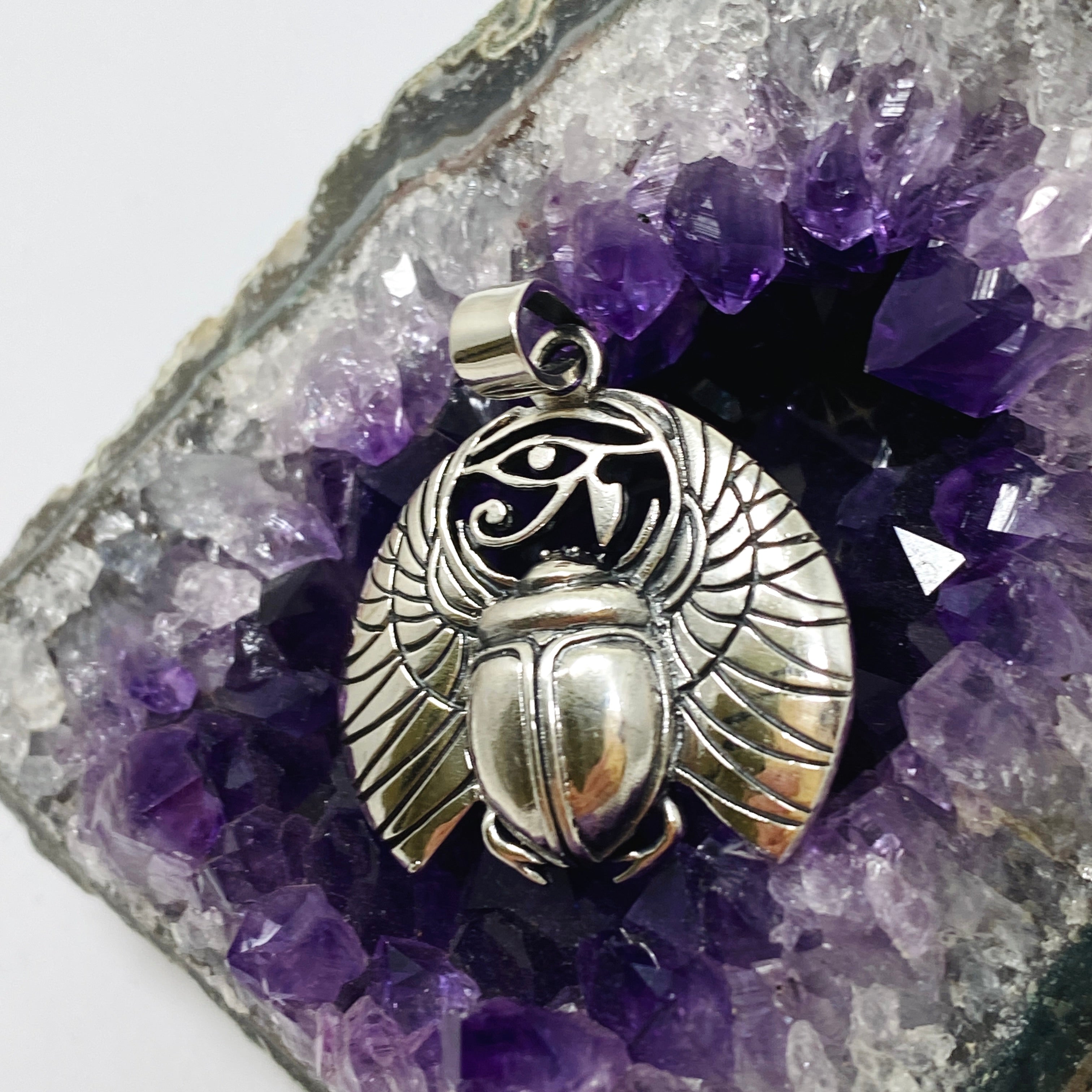 Anubis with Ankh and Scarab Beetle Pendant - Egyptian God Jewelry - Sterling Silver 925 - SV50 735 - Perfect for Spiritual Protection & Ancient Egyptian Style Fashion