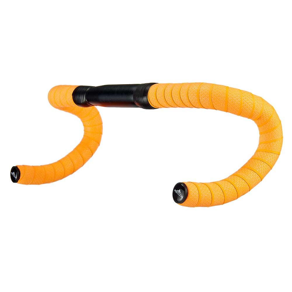 VXM Bike Handlebar Tape - PU Leather + EVA Road Bicycle Bar Tape, Non-Slip Cycling Handle Grip Wrap (2 Rolls, Orange) - Perfect for Road Bikes, Mountain Bikes & Commuter Cycling Comfort