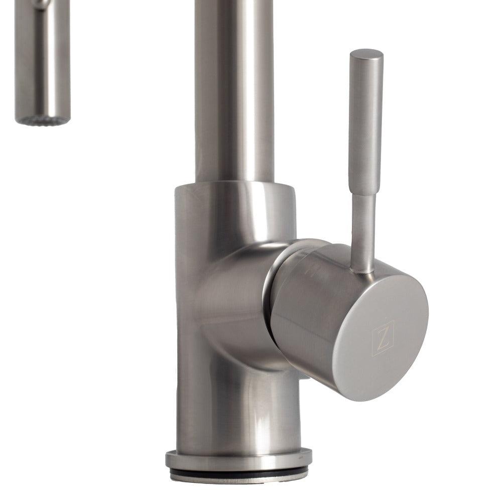 ZLINE Arthur Pull Down Single Handle Kitchen Faucet - Brushed Nickel Finish (ATH KF BN) | Modern Design for Sink, Dishwashing & Food Prep | Perfect for Home Kitchen Remodeling