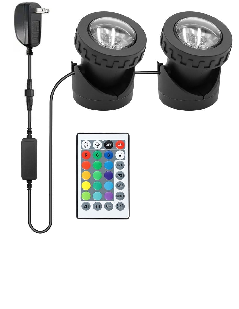 RGB LED Underwater Pond Lights with Timer - IP68 Waterproof Dimmable Fountain Lights for Fish Tank, Garden, Pool & Landscape (2-Pack) - Perfect for Outdoor Water Features, Koi Ponds & Nighttime Decoration