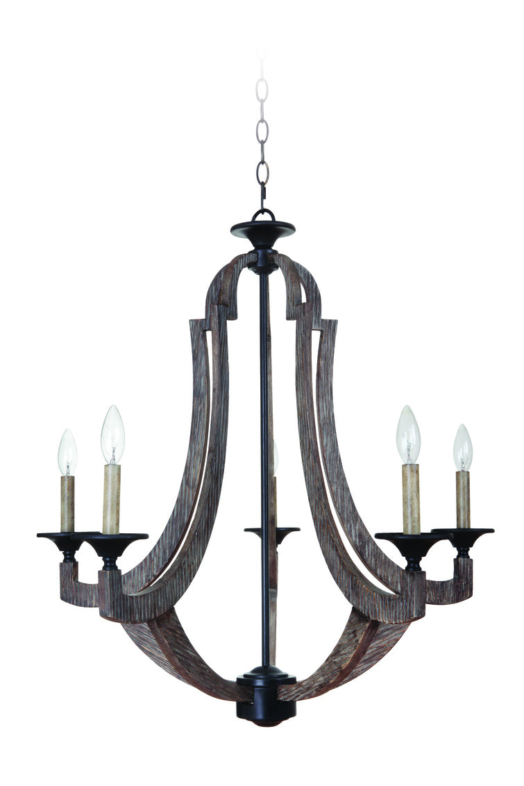 Perricone Weathered Pine Wood Chandelier - Rustic Farmhouse Ceiling Light Fixture for Dining Room, Living Room & Bedroom Decor