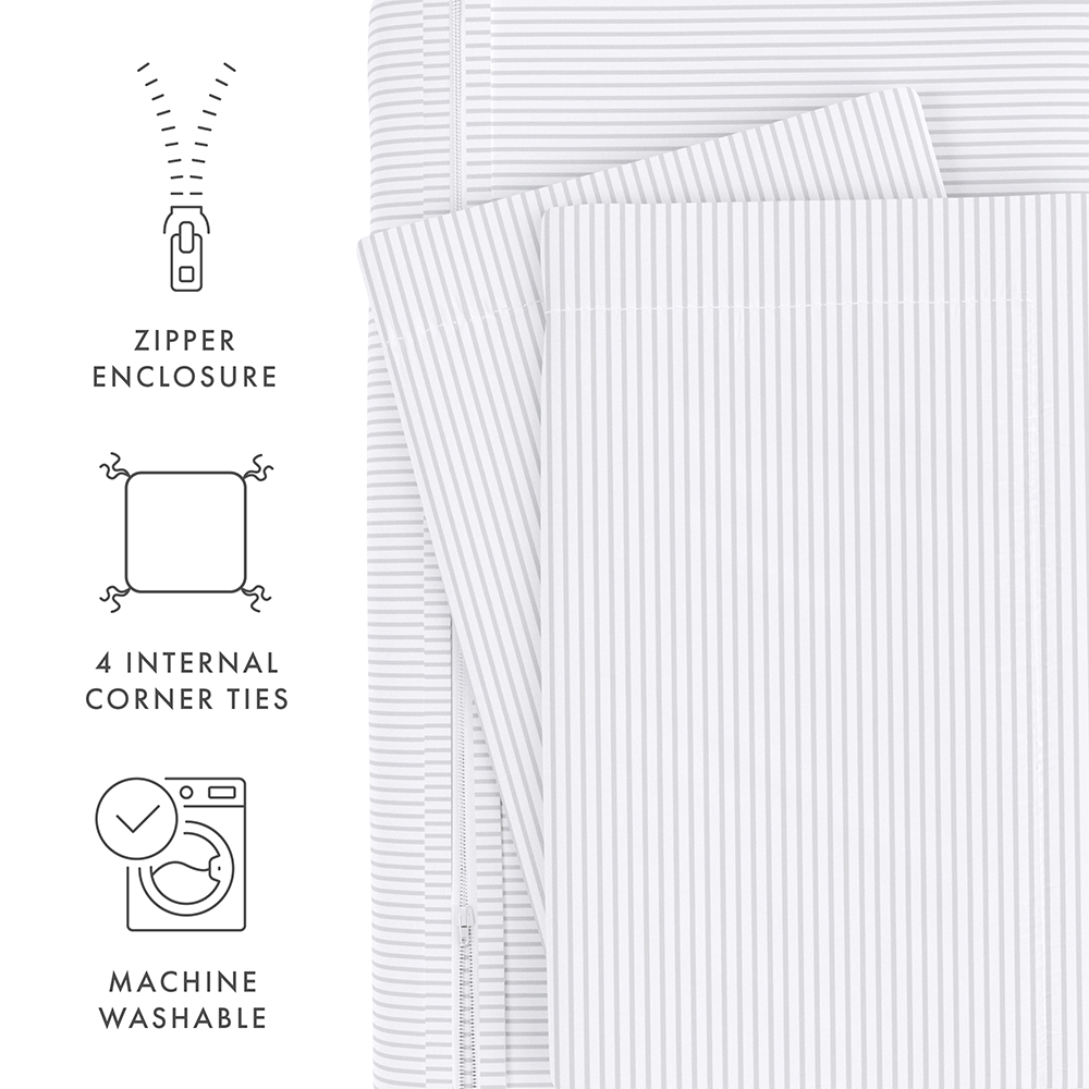 Premium 3-Piece Pinstripe Duvet Cover Set - Soft Bedding for Master Bedroom & Guest Room - Perfect for Modern Home Decor & Cozy Sleep