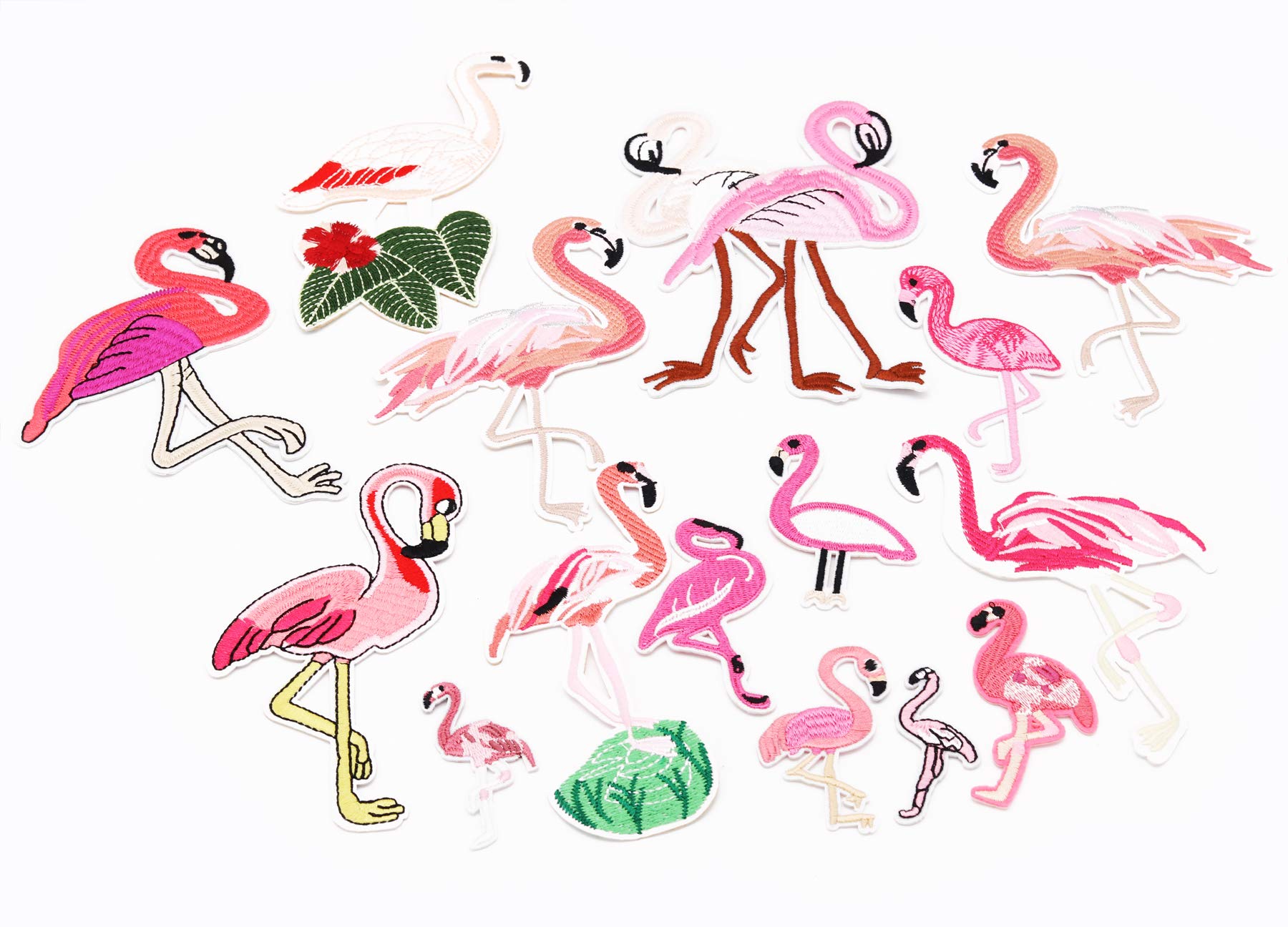 15pcs Flamingo Iron On Patches - Embroidered Applique Motifs for DIY Crafts, Assorted Sizes - Perfect for Customizing Jeans, Jackets, Kids Clothing, Bags & Caps - Fun Sewing Project for Arts & Crafts (Flamingo Design)