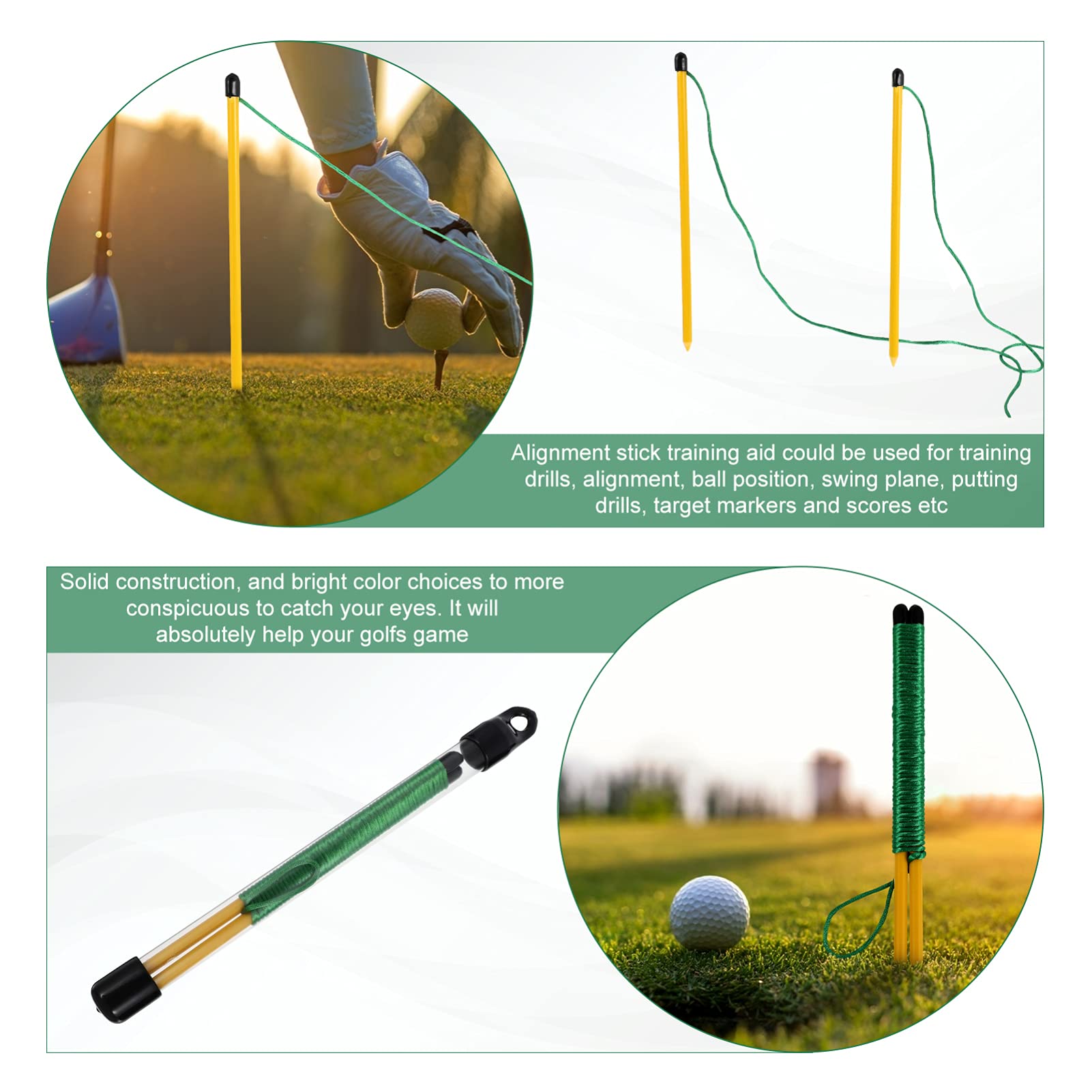 BESPORTBLE 2 Pack Golf Swing Trainer - Alignment Sticks & Swing Aid for Golf Practice - Perfect for Driving Range & Backyard Training - Improve Accuracy & Consistency in Your Golf Game