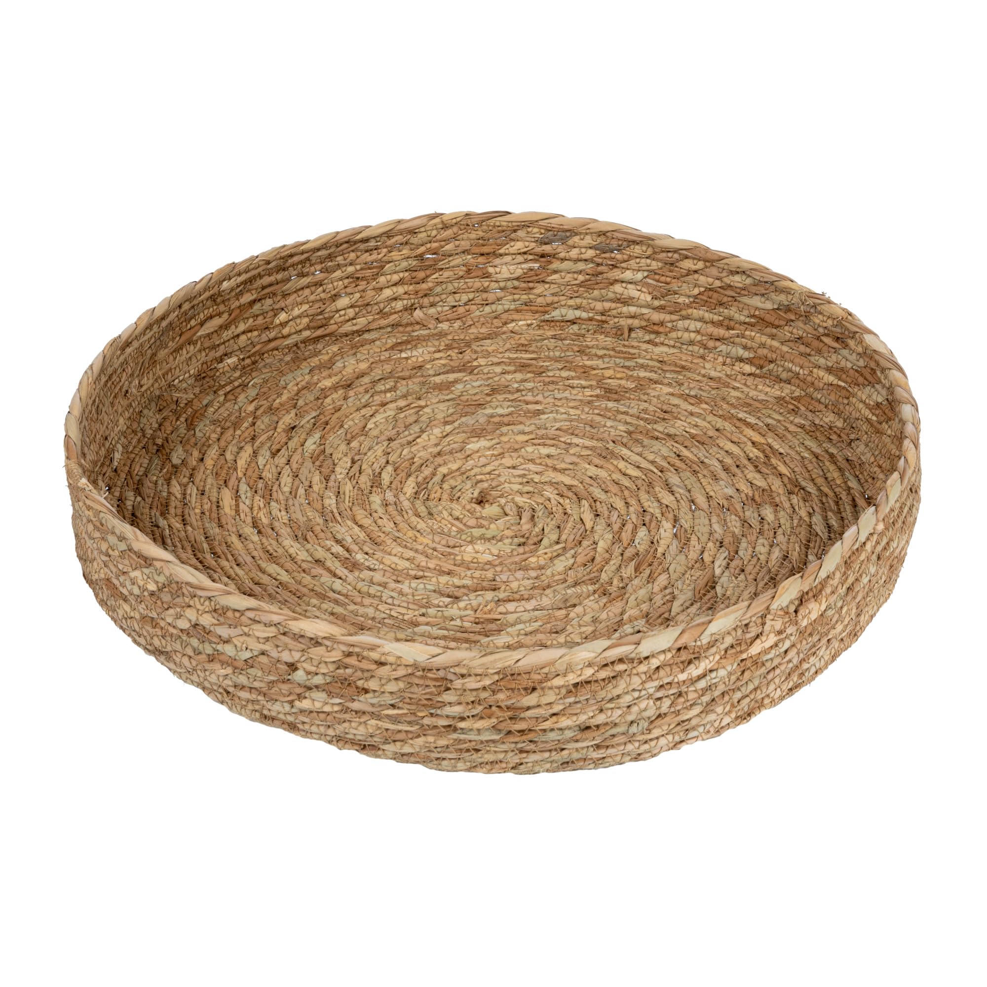Natural Round Hand-Woven Cattail Tray - Eco-Friendly Home Decor for Dining Table Centerpiece, Bathroom Organizer & Living Room Storage | Household Essentials