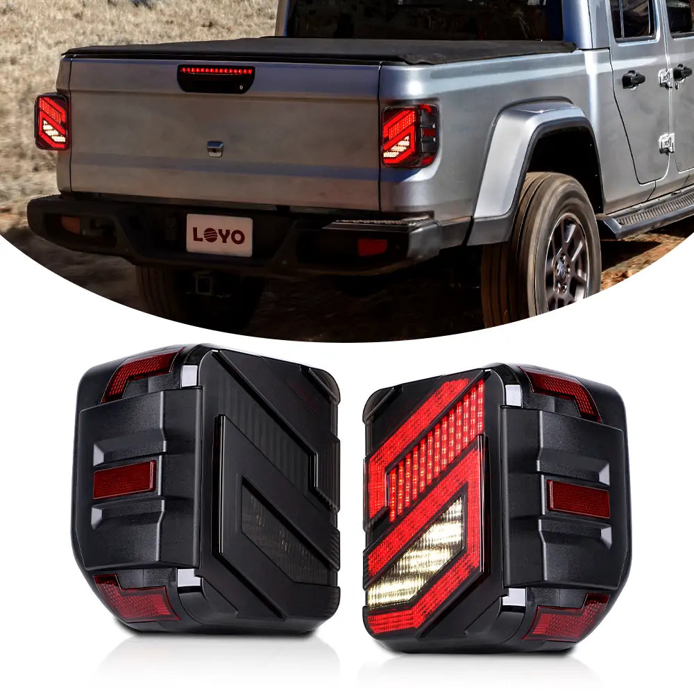 Jeep Gladiator JT 2020-2022 LED Tail Lights with Smoke Lens - Brake & Reverse Lights | Off-Road, Night Driving & Custom Car Upgrades