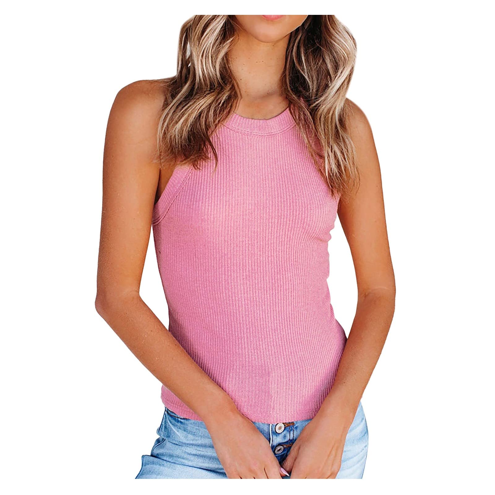 Trendy Women's Cropped Tank Tops - Sleeveless Halter Casual Shirts in Soft Cotton - Plus Size Summer Tops for Beach, Gym & Everyday Wear