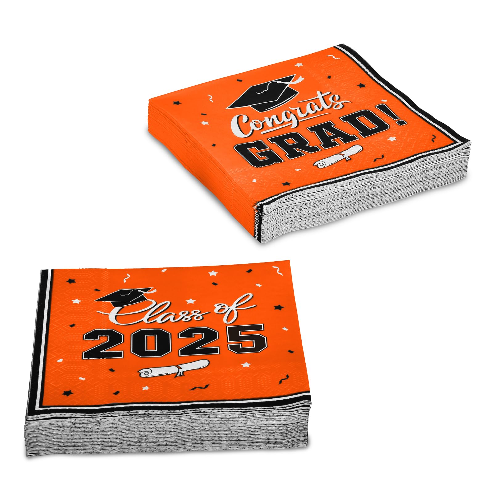 Gatherfun Graduation Party Disposable Napkins - 3-Ply Paper Napkins for College & High School Graduation (50 Pack, Orange) - Perfect for Graduation Decorations, Party Supplies & Celebrations