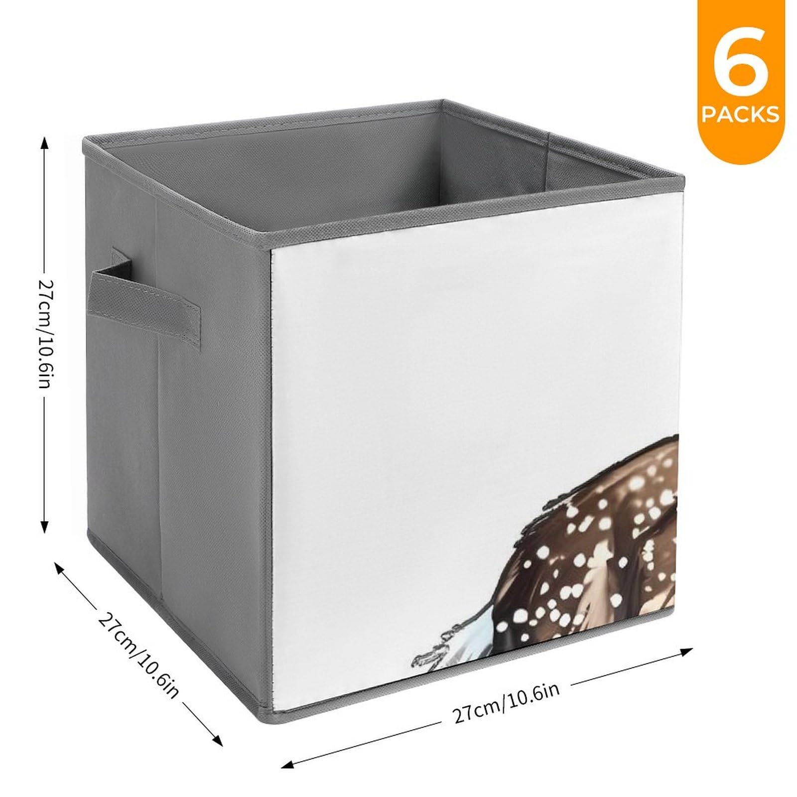 6-Piece Hand-Painted Deer Collapsible Storage Baskets with Handles - Large Closet Organizer for Clothing, Toys & Home Decor | Foldable Fabric Storage Cubes for Bedroom, Nursery & Dorm Organization