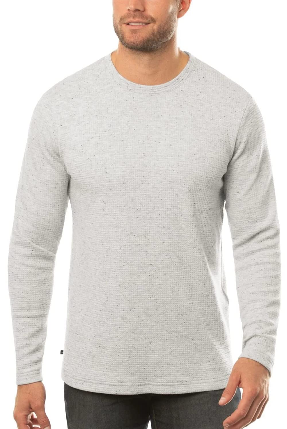 TravisMathew Cloud Waffle Crew Neck Sweatshirt - Heather Light Grey XL | Soft Cotton Blend Pullover for Men | Perfect for Casual Wear, Gym & Outdoor Activities