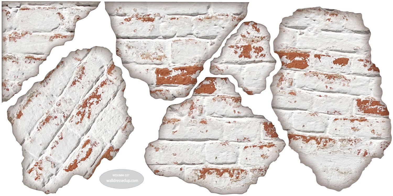 Faux White Brick Peel and Stick Wall Decals - Repositionable Matte Brick Wall Stickers for Home, Office & Event Decor