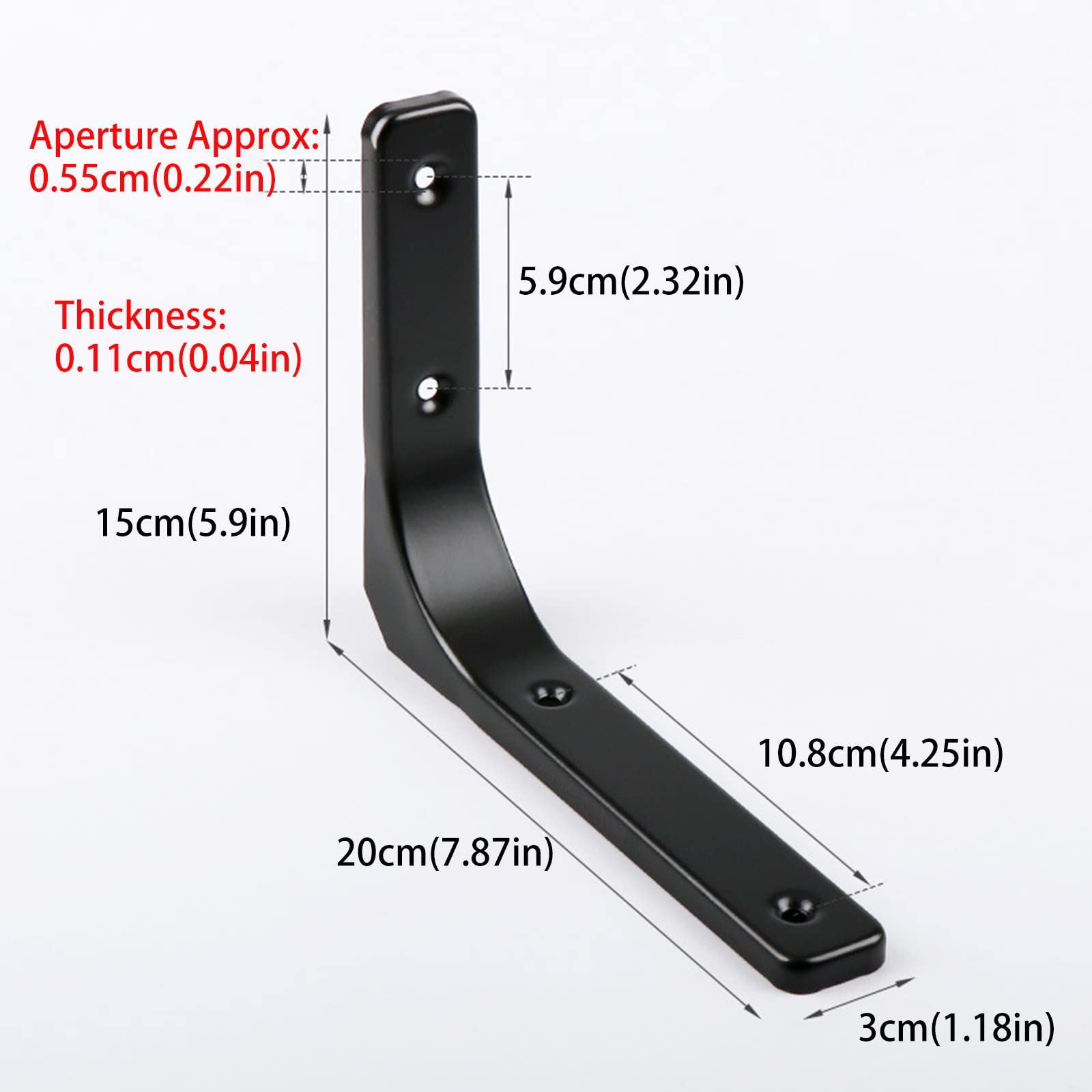 4 Pack Black Floating Shelf Brackets - Heavy Duty Wall Mounted Shelf Supports with Screws (5.9