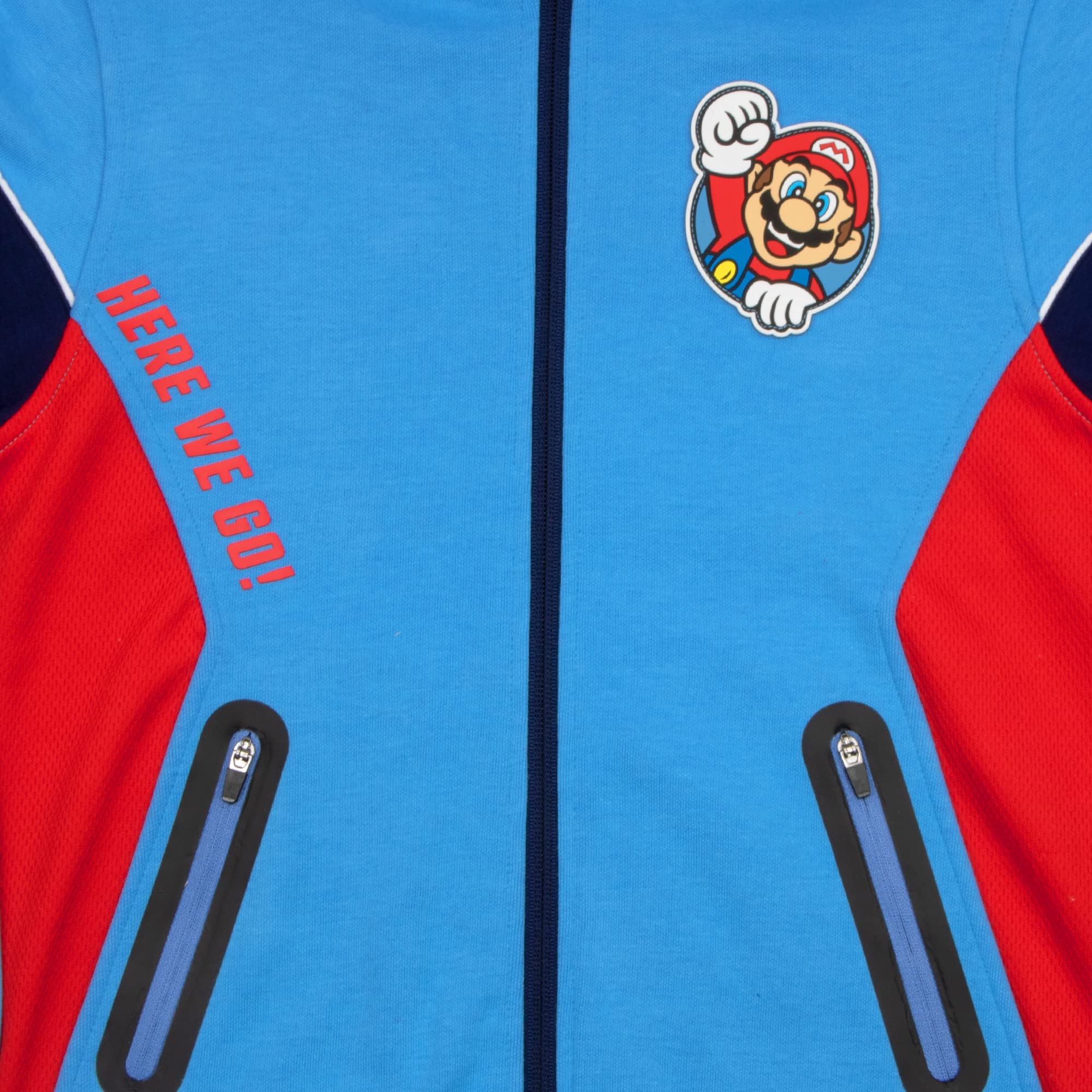 Nintendo Super Mario Boys Zip-Up Hoodie & Joggers 2-Pack Set - Mario Here We Go! Hooded Sweatshirt & Active Sweatpants for Kids - Perfect for Gaming, School & Outdoor Activities