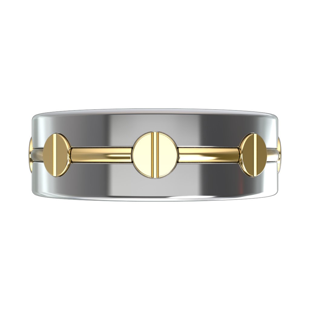 14K Dual Tone White & Yellow Gold Wedding Bands for Men - Classic Matching Rings for Engagement, Anniversary & Couple's Jewelry - Perfect Gift for Him, Husband & Groom