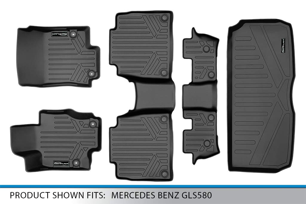 Premium SMARTLINER All-Weather Floor Mats & Cargo Liner Set (3 Rows) - Perfect Fit for 2020-2023 Mercedes-Benz GLS-Class 7-Passenger SUV with Bench Seats - Heavy Duty Protection for Family Road Trips & Daily Commutes