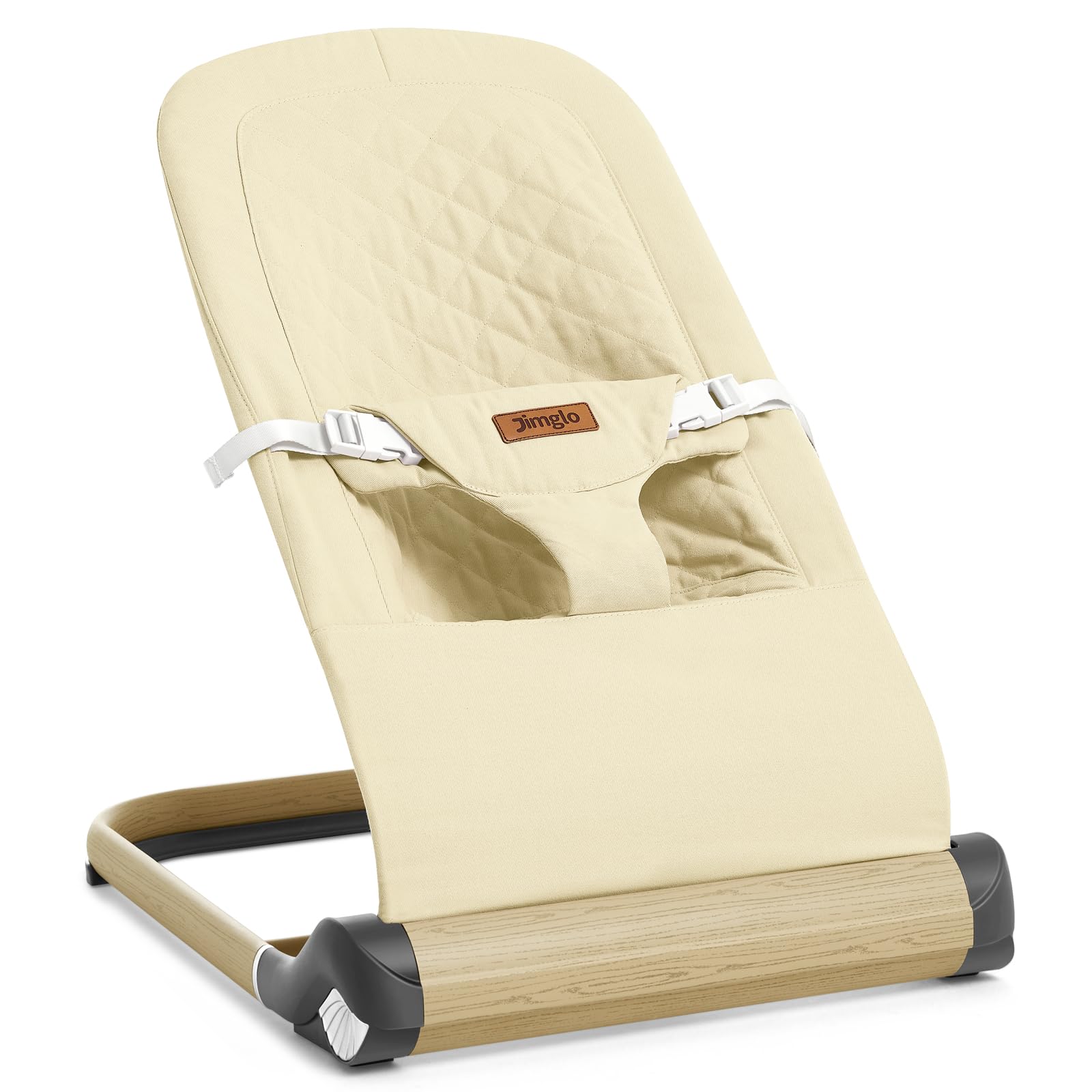 Foldable Baby Bouncer Seat with Adjustable Height - Portable Infant Bouncer for Newborns & Toddlers (Soft Cotton, Beige) | Perfect for Home, Nursery & Travel Use