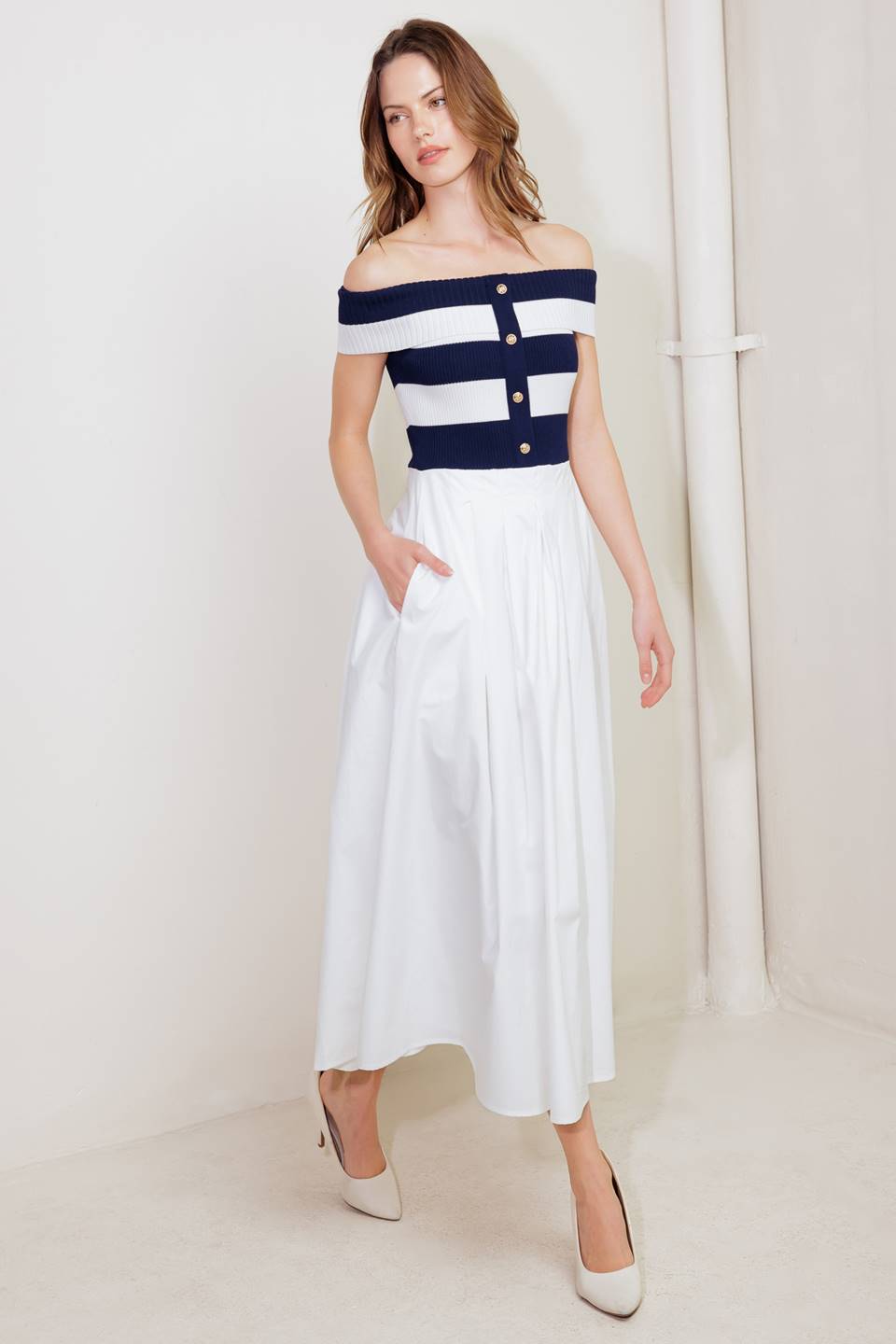 Newport Navy Knit Midi Dress - Women's Casual Summer Dress for Beach, Vacation & Everyday Wear