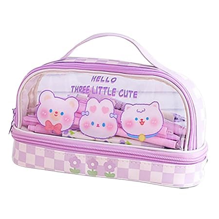 Stylish Large Capacity Transparent Pencil Case for Girls - Aesthetic School Supplies Organizer, Easy Clean Portable Stationery Pouch for Pens, Markers & Art Tools - Perfect for School, Office & Travel (Random Design)