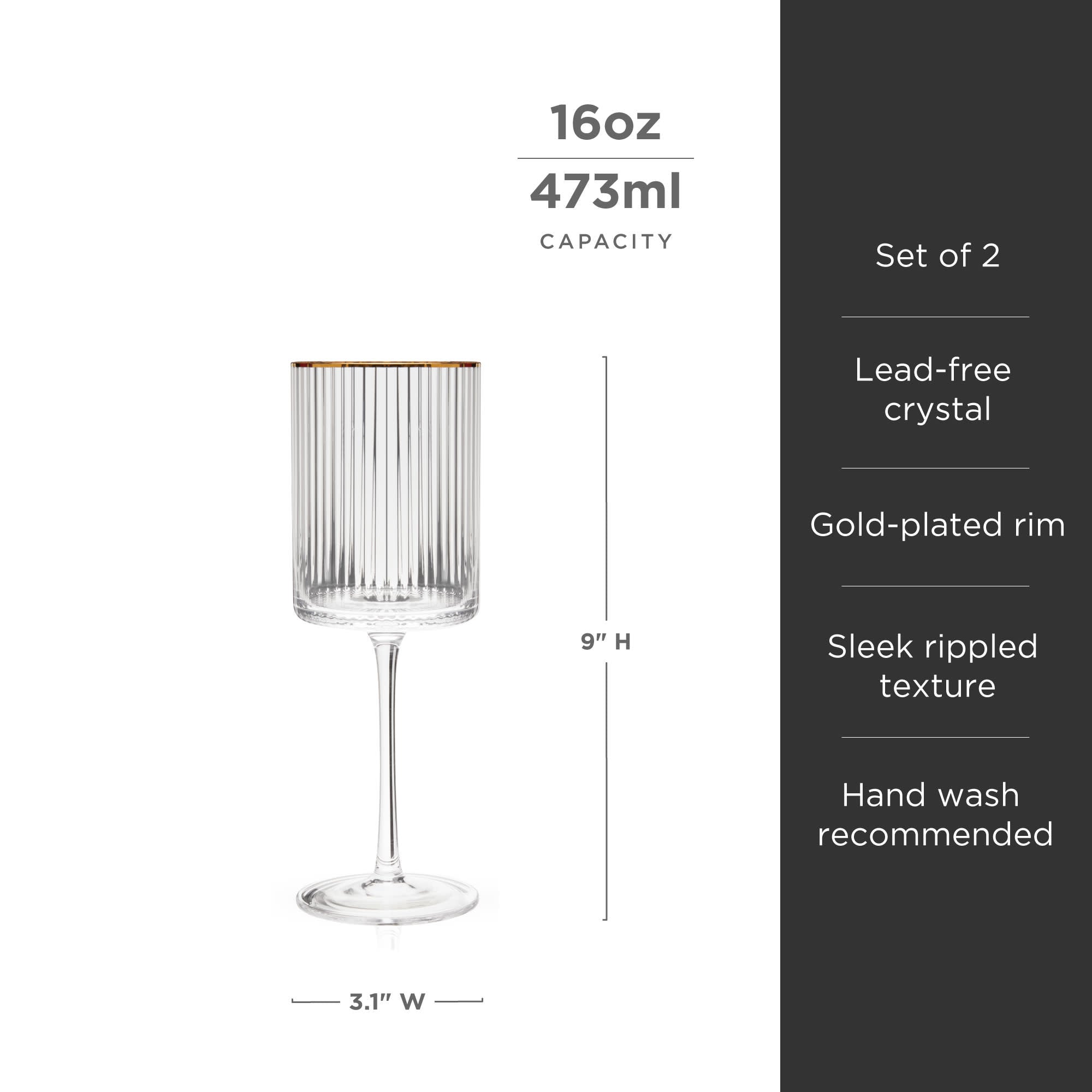 Premium Meridian Crystal Wine Glasses Set of 2 - Elegant Stemware for Red & White Wine - Perfect for Dinner Parties, Weddings & Romantic Evenings