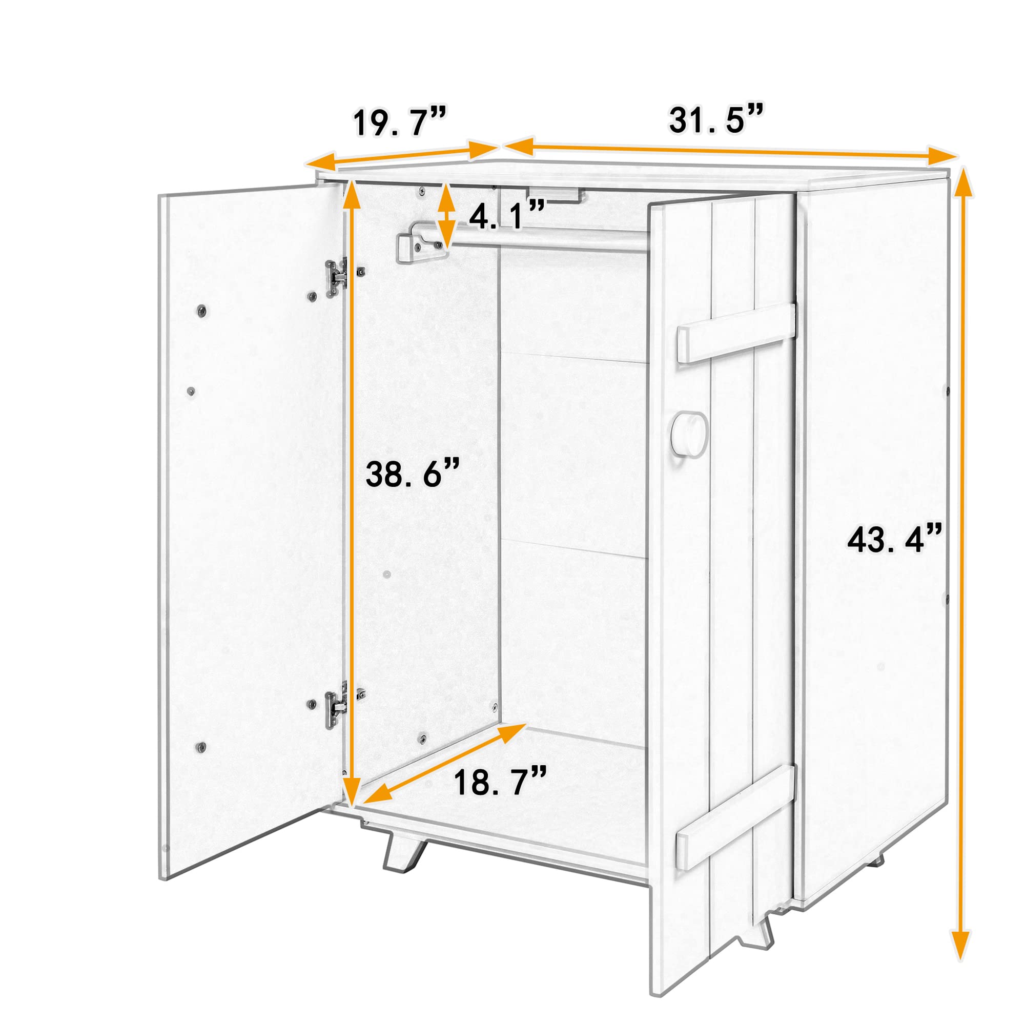 Wooden Kids Wardrobe with Hanging Rod - 2 Door Storage Cabinet for Boys & Girls, Cute Gray Closet Organizer for Children's Room | Perfect for Bedroom, Nursery & Playroom Storage