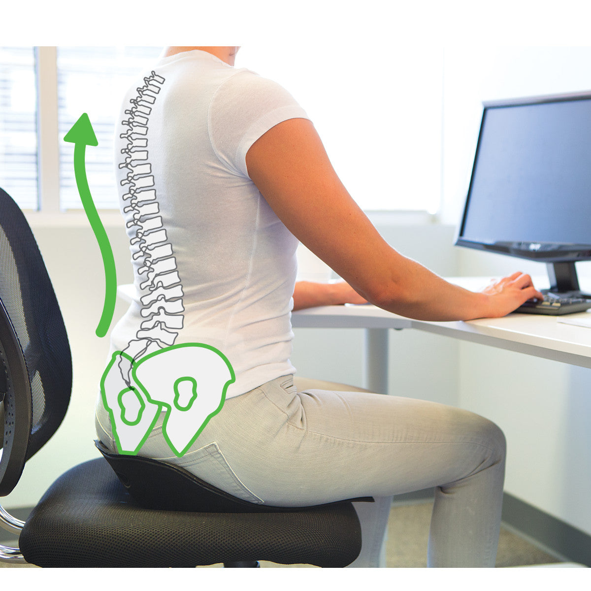 SitSmart Relief Traction - Ergonomic Lumbar Support Cushion for Office Chair, Car Seat & Home Use - Relieves Back Pain & Improves Posture - Perfect for Work, Travel & Long Sitting Sessions
