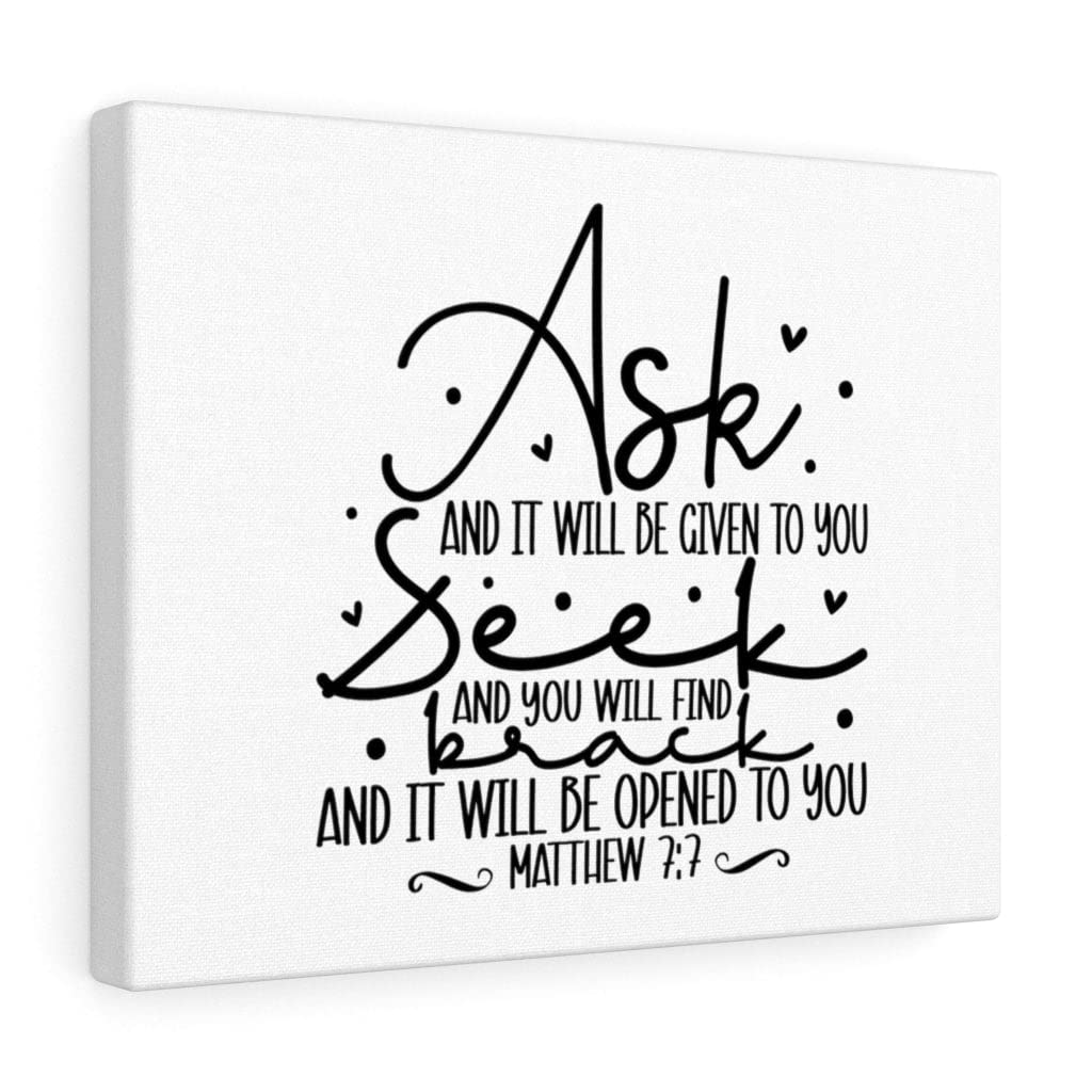 Christian Wall Art with Bible Verse - Matthew 7:7 Scripture Print | Ready to Hang Religious Home Decor for Living Room, Bedroom & Church