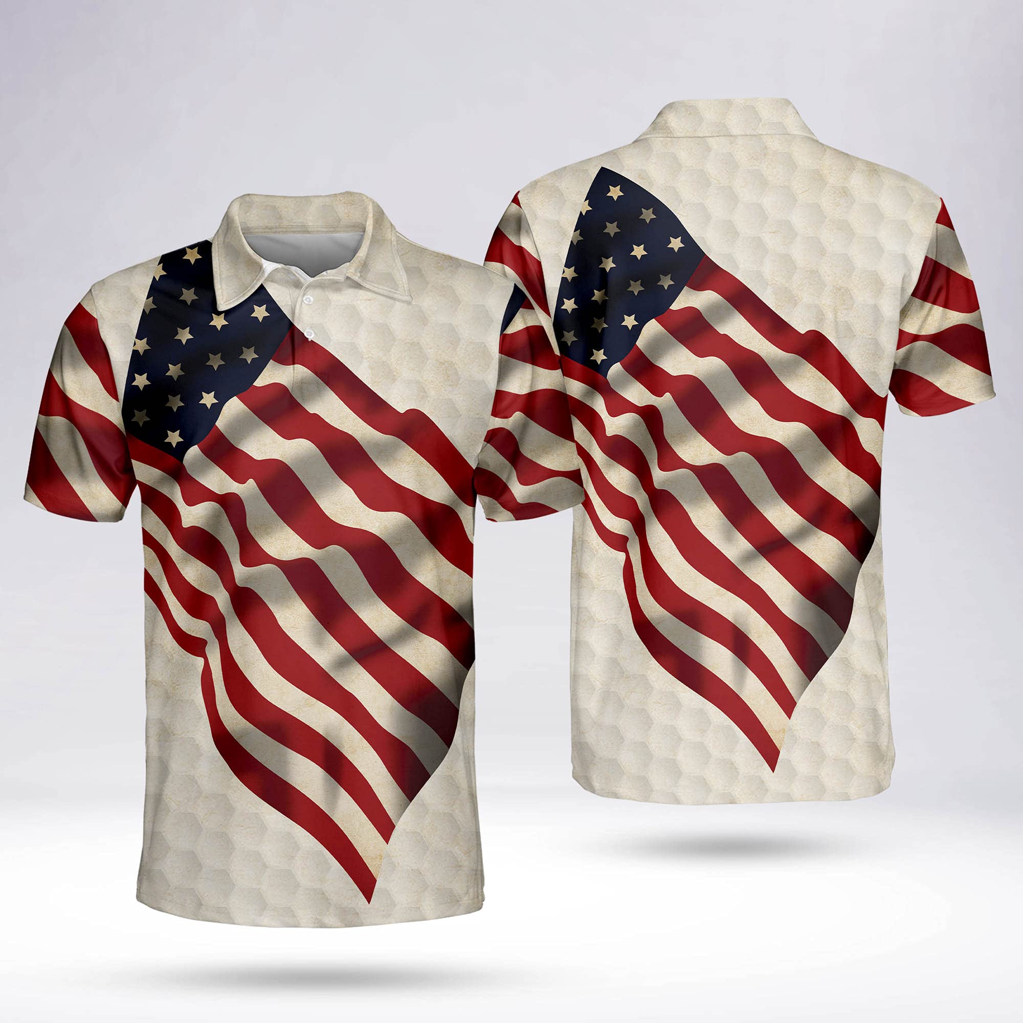 TEEMAN Personalized American Flag Patriotic Golf Shirt for Men - Moisture Wicking Dry Fit Short Sleeve Performance Polo - Perfect for Golf Tournaments, 4th of July Celebrations & Patriotic Events