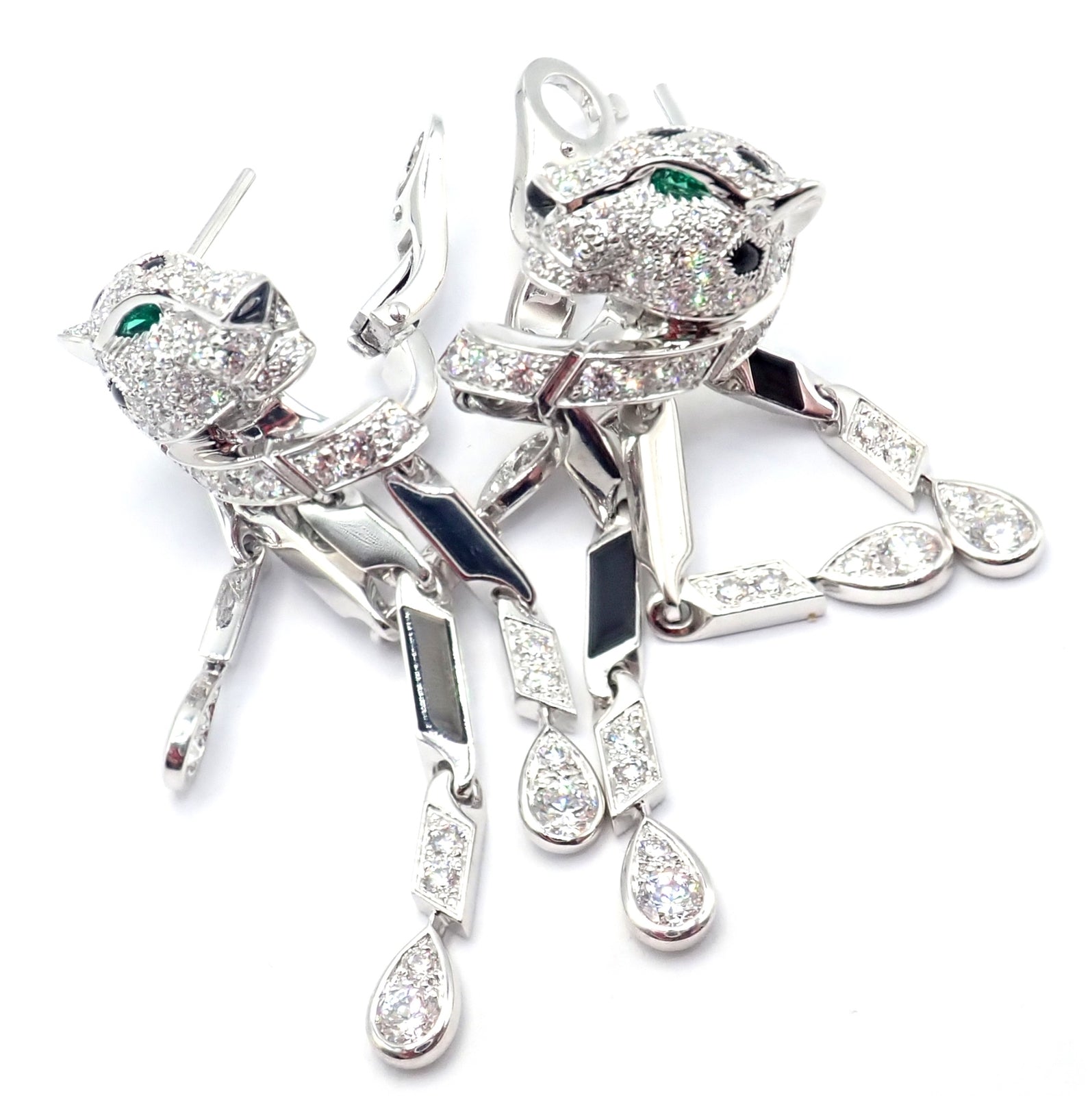 Authentic Cartier Panthere Panther 18k White Gold Diamond Black Onyx Earrings for Women | Luxury Jewelry Gift for Anniversary, Birthday & Special Occasions